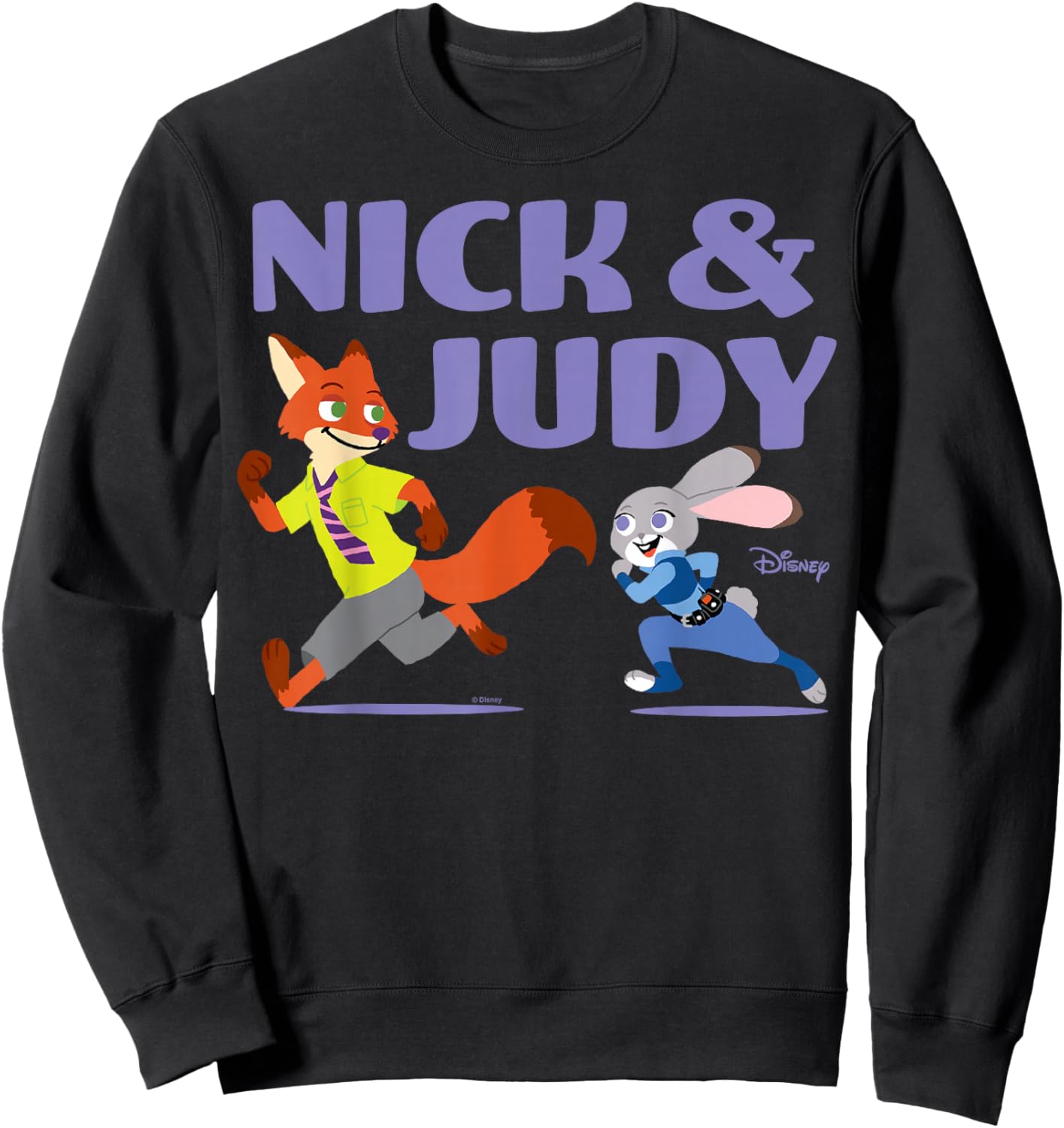 Zootopia - Nick And Judy Running Together Sweatshirt - Sweatshirt | Black