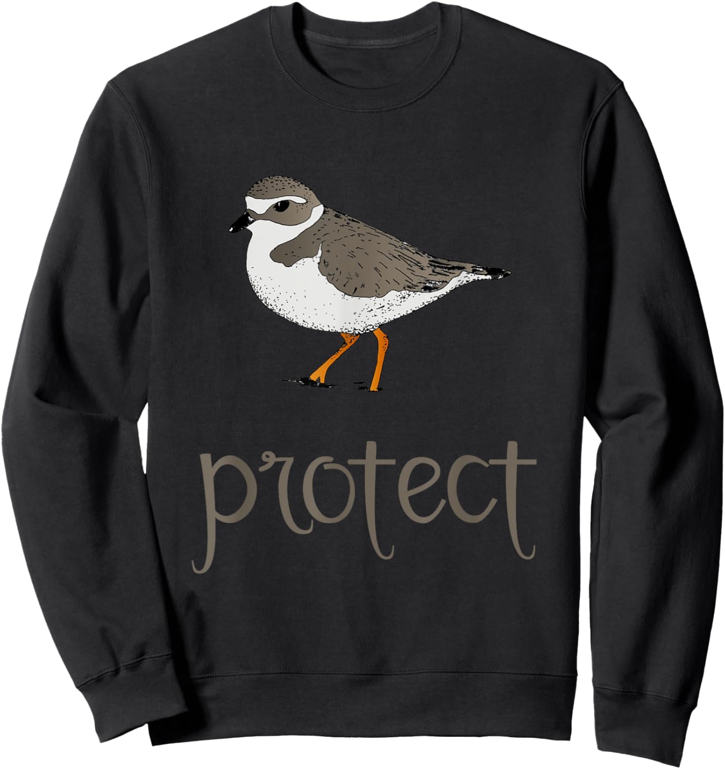 Shore Bird Piping Plover Hand Drawn Marine Illustration Sweatshirt - Sweatshirt | Black