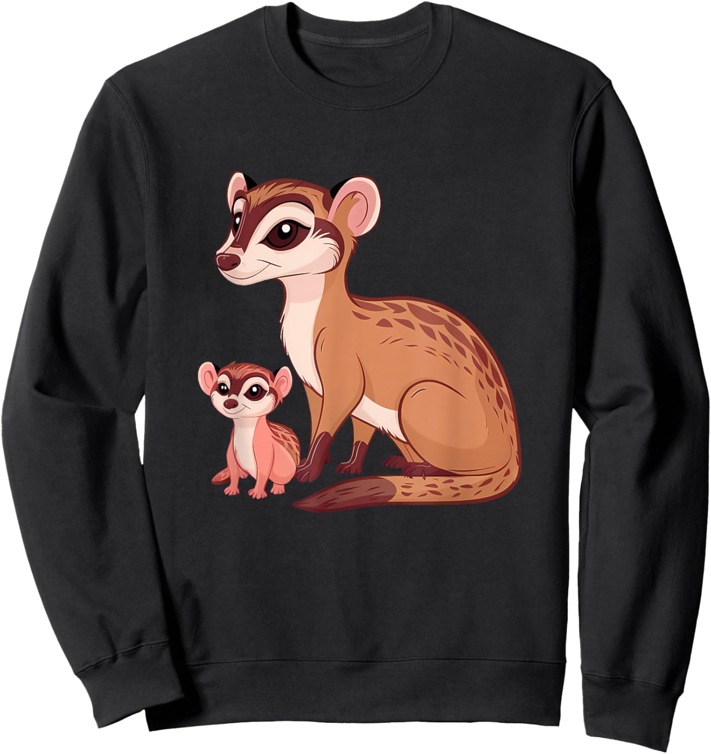 Beautiful Mongoose Mom and Her Cute Baby Mothers Day Sweatshirt - Sweatshirt | Black