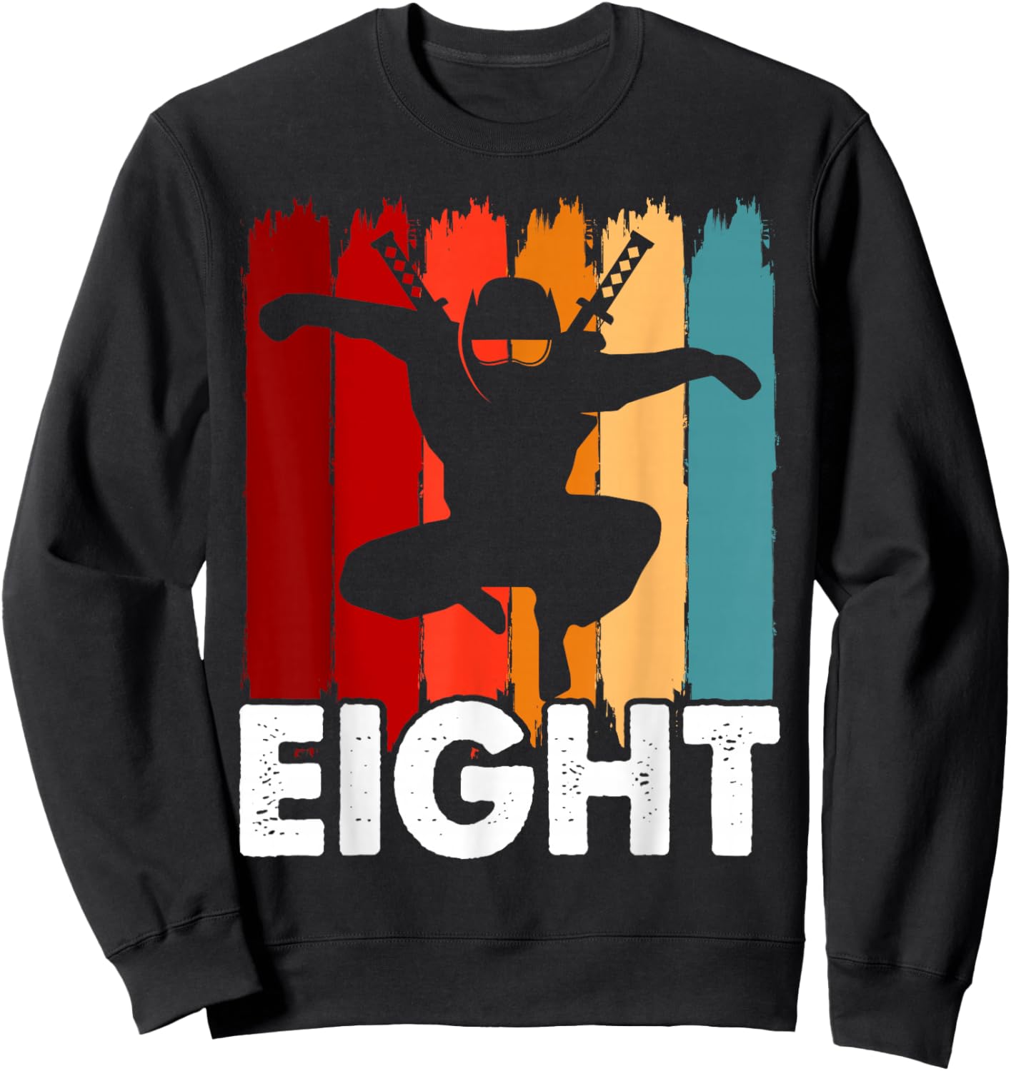 Kids 8th Birthday Retro Ninja 8 Years Boys Girl Kids Sweatshirt - Sweatshirt | Black
