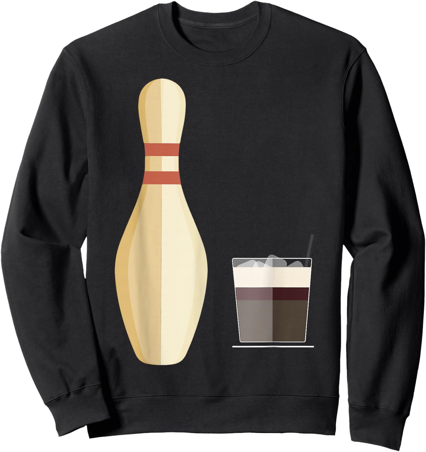 The Big Lebowski Bowling Pin Glass of Whiskey Sweatshirt - Sweatshirt | Black