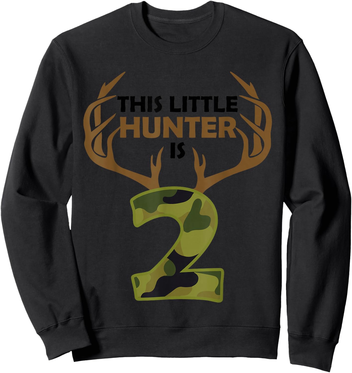 Funny 2nd Birthday 2 Year Old Deer Hunter Gift Boys Kids Sweatshirt - Sweatshirt | Black