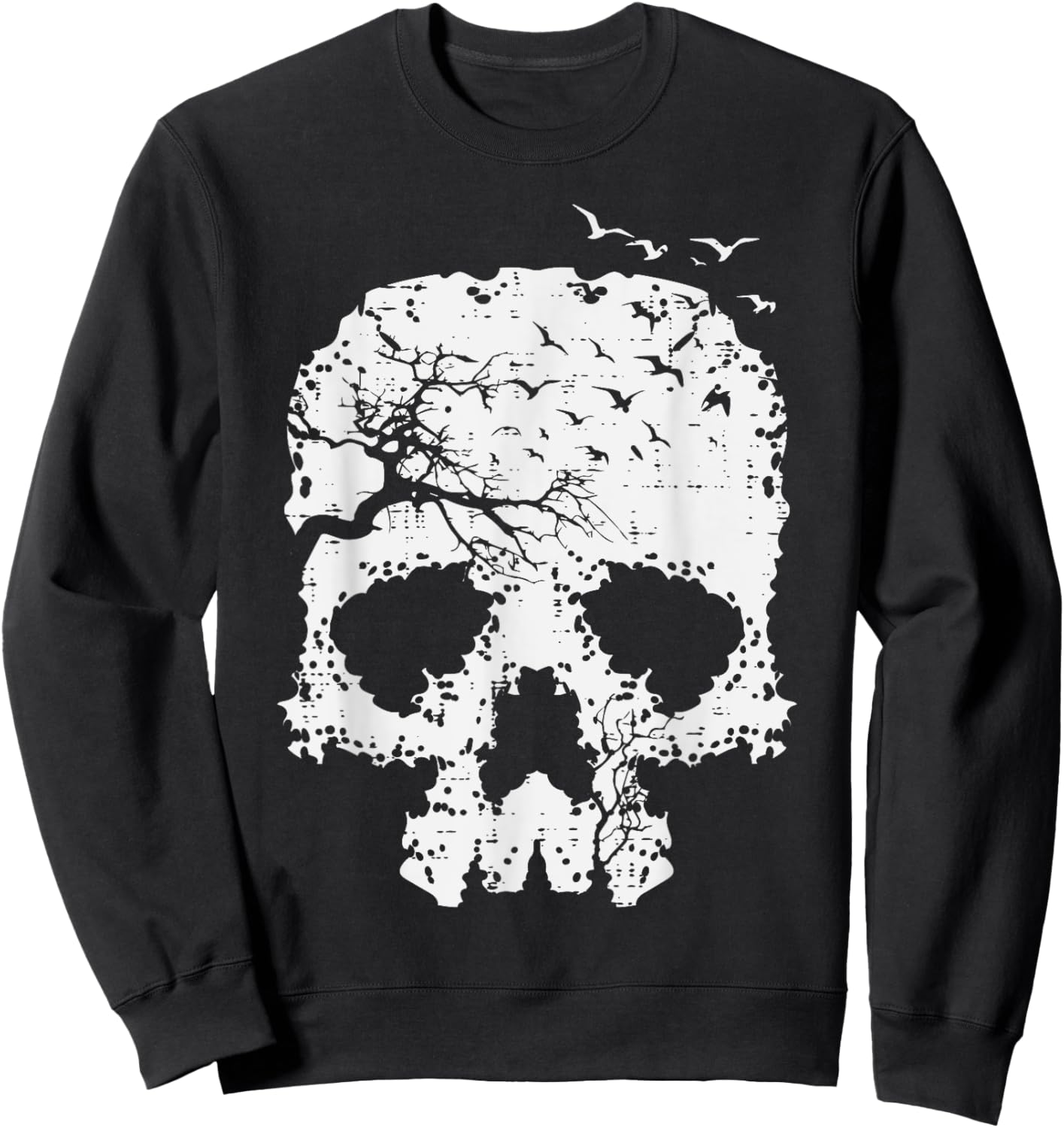 Halloween Skull Tree Birds Gothic Costume Men Women Kids Sweatshirt - Sweatshirt | Black