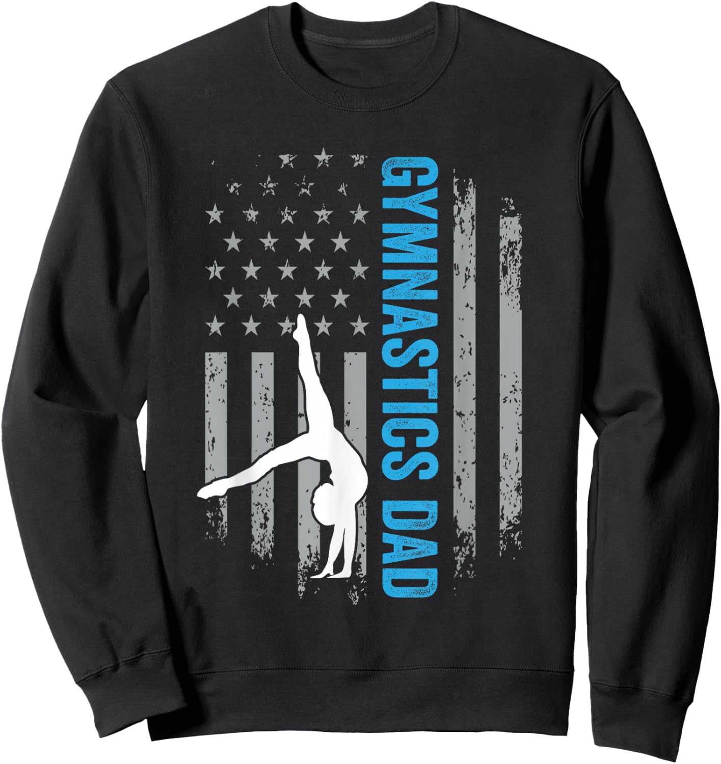 Gymnastics Dad Gymnast Father Parent American Flag Sports Sweatshirt - Sweatshirt | Black