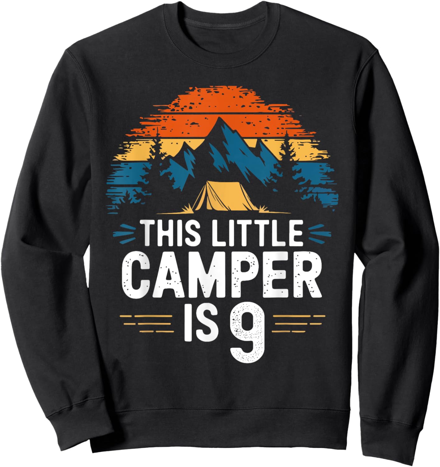 9th Birthday Camping Shirt for 9 Year Old Kids Camping Party Sweatshirt - Sweatshirt | Black