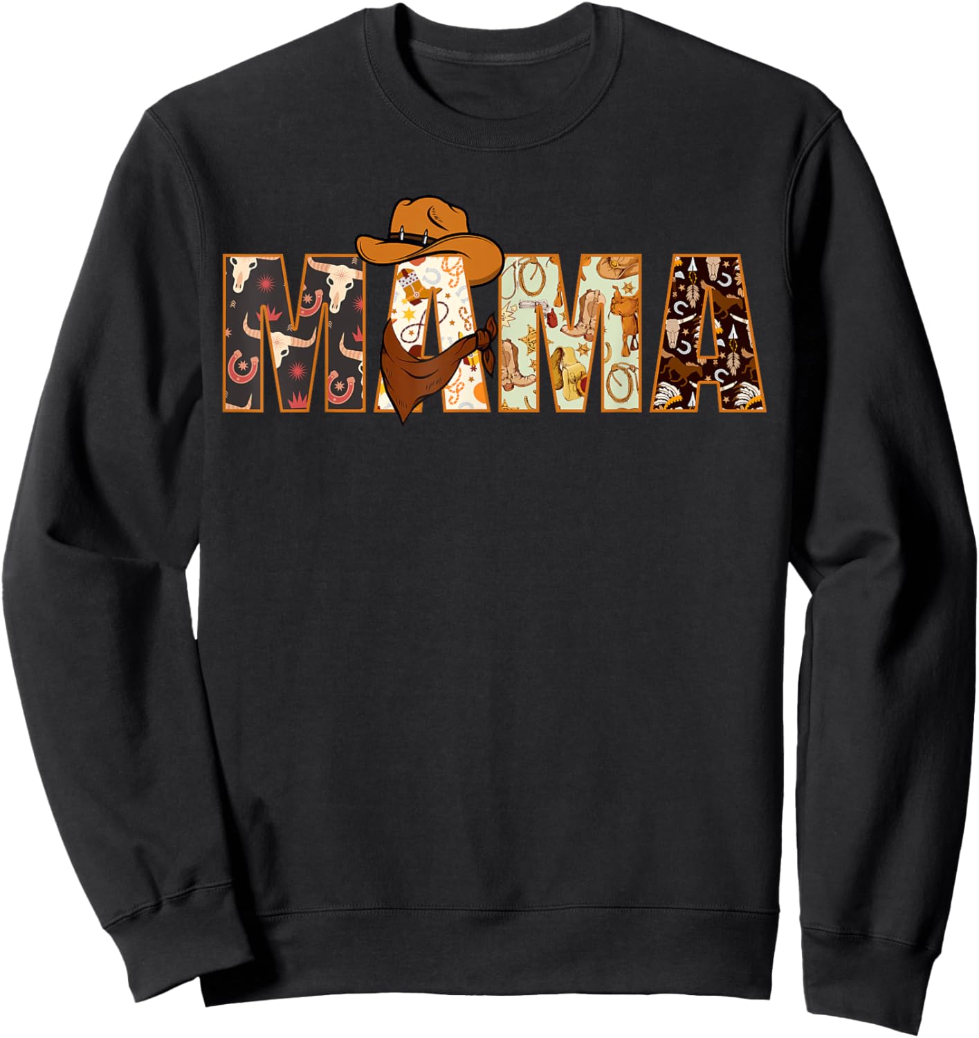 Mama Western Rodeo Family Matching Birthday Sweatshirt - Sweatshirt | Black