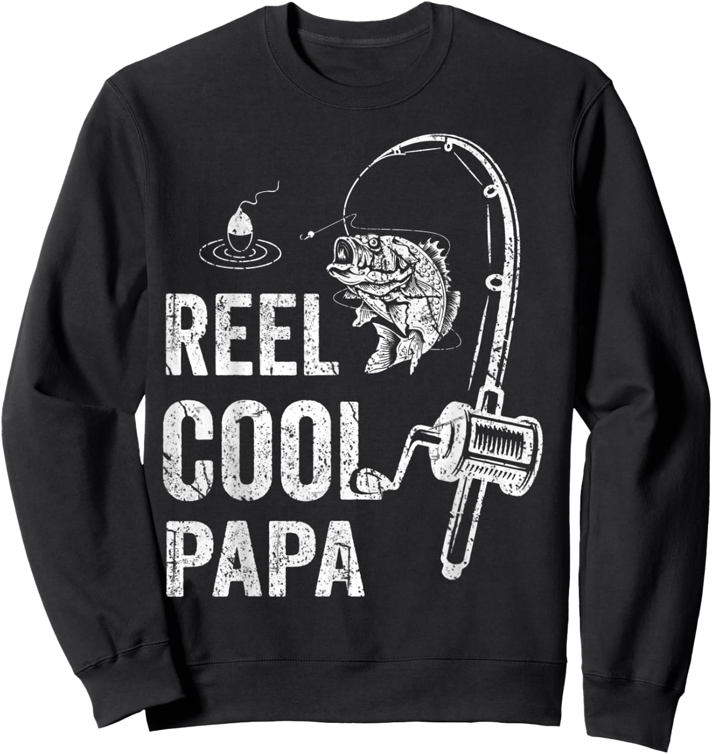 Funny Reel Cool Papa Fishing Father's Day Sweatshirt - Sweatshirt | Black