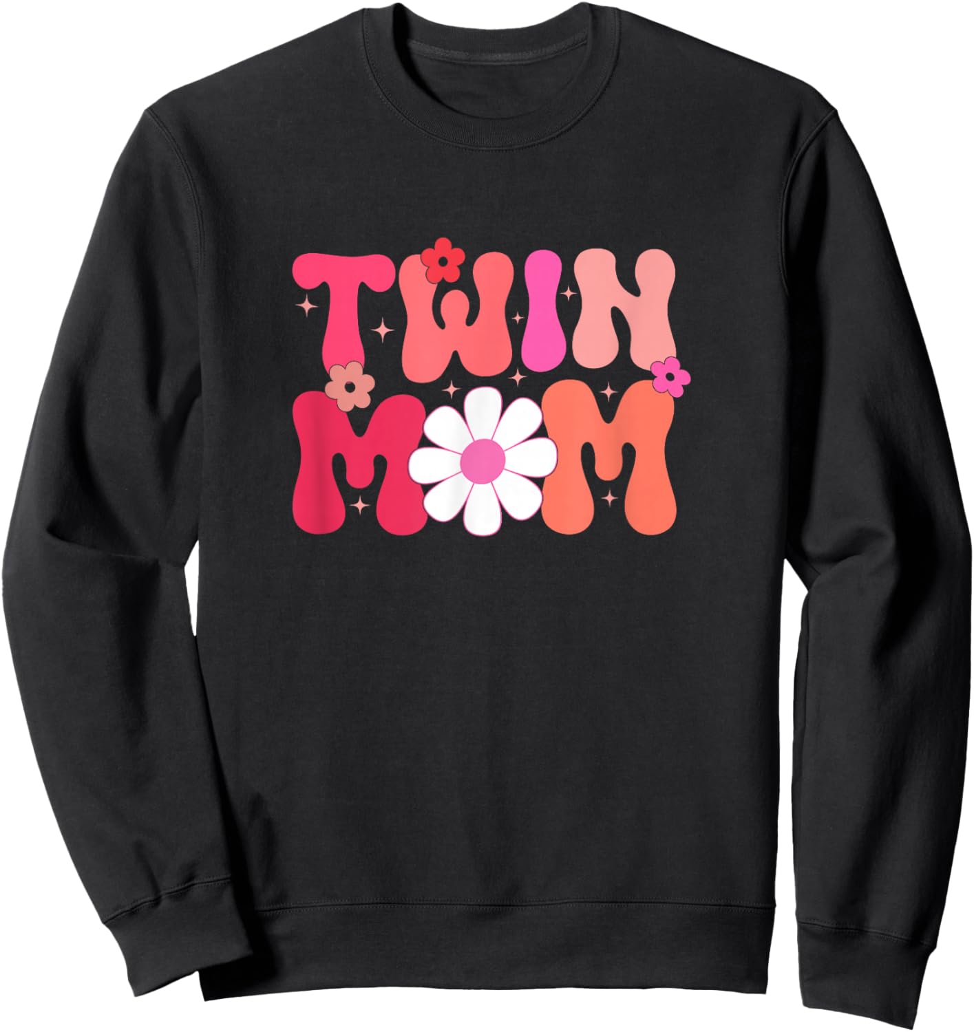 Groovy Twin Mama Funny Mother's Day For New Mom Of Twins Sweatshirt - Sweatshirt | Black