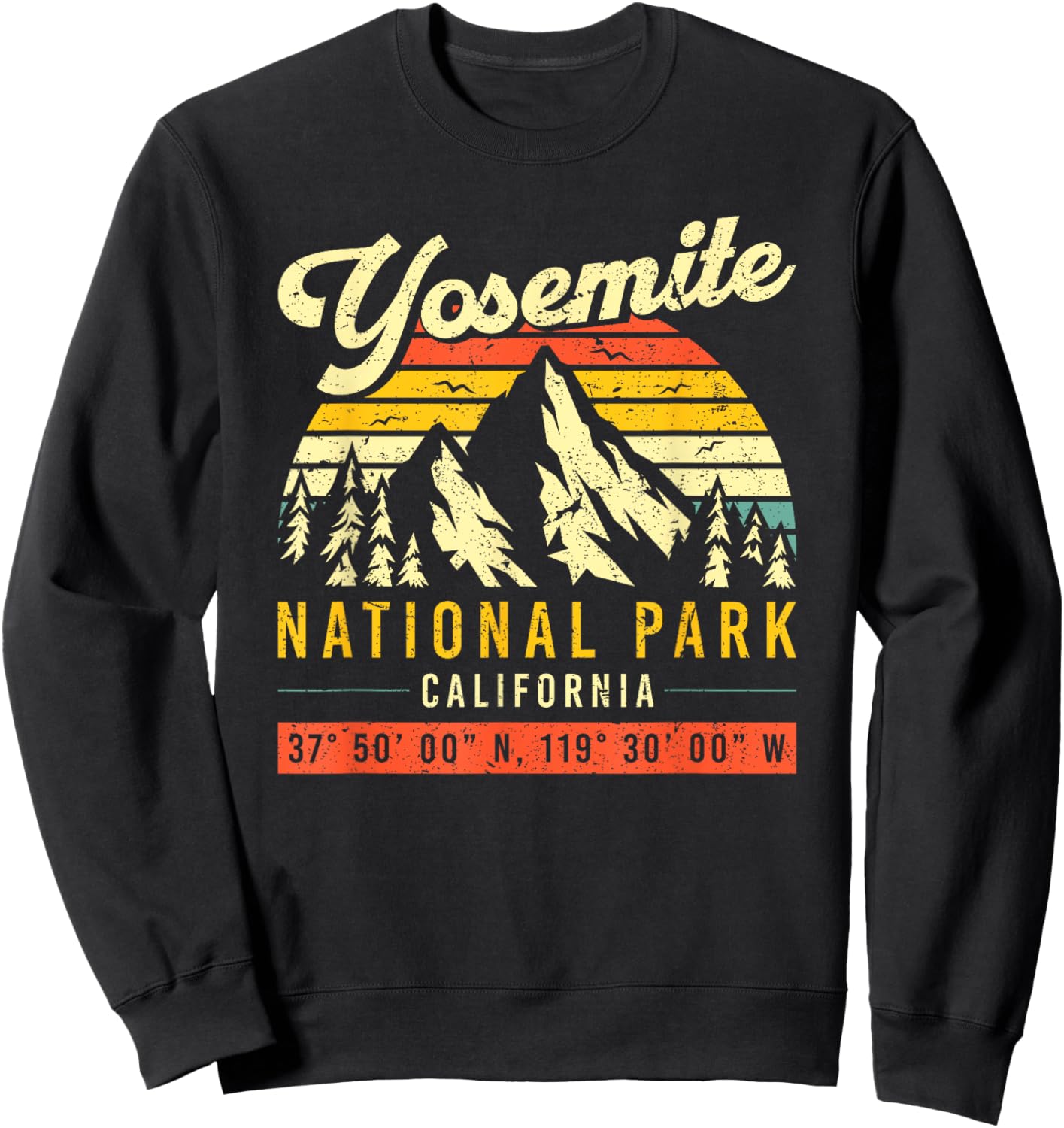 Yosemite Vintage Retro California National Park Sweatshirt - Sweatshirt | Black
