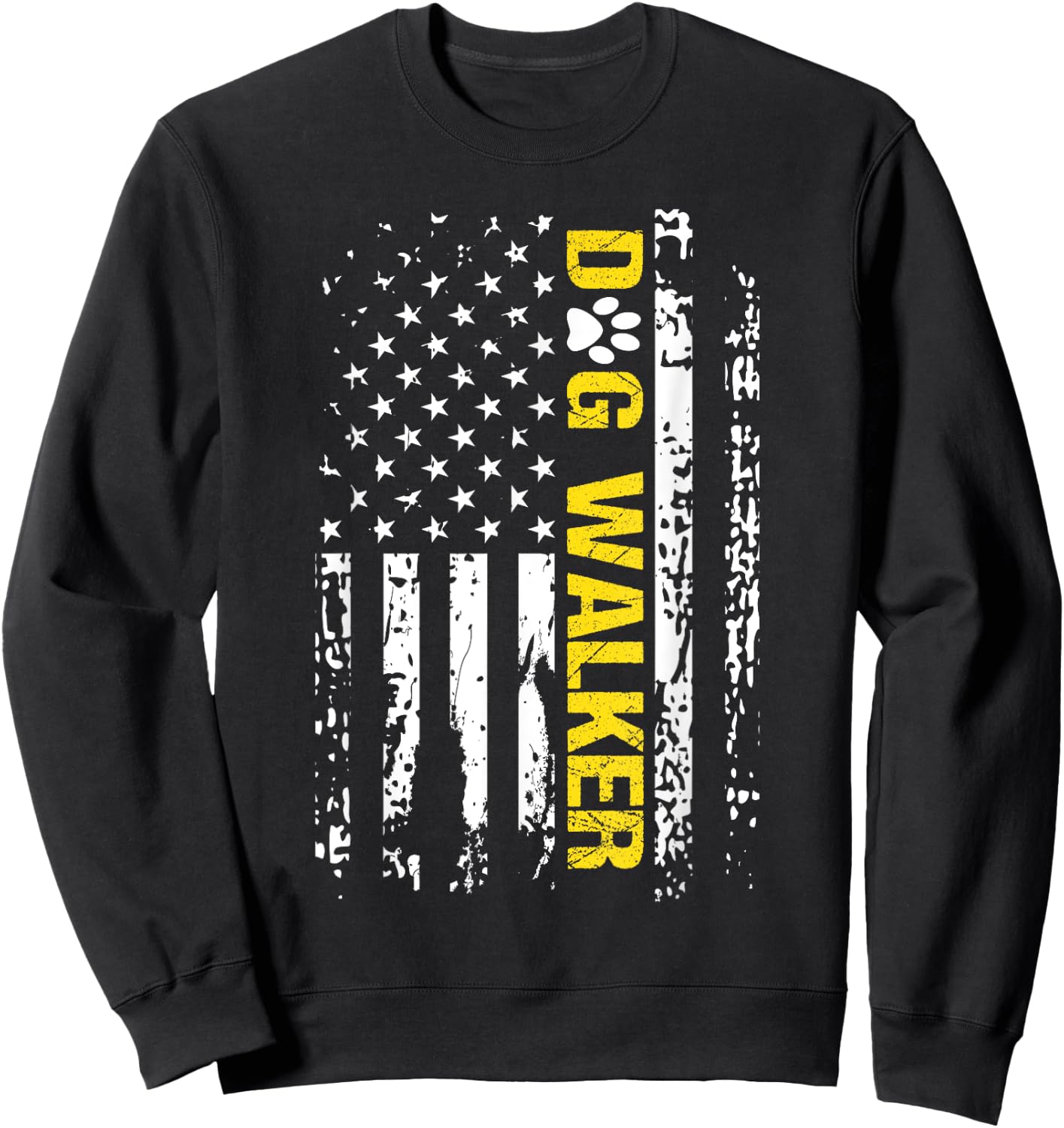 Dog Walker Shirt American Flag Patriotic Dog Walker Gift Sweatshirt - Sweatshirt | Black