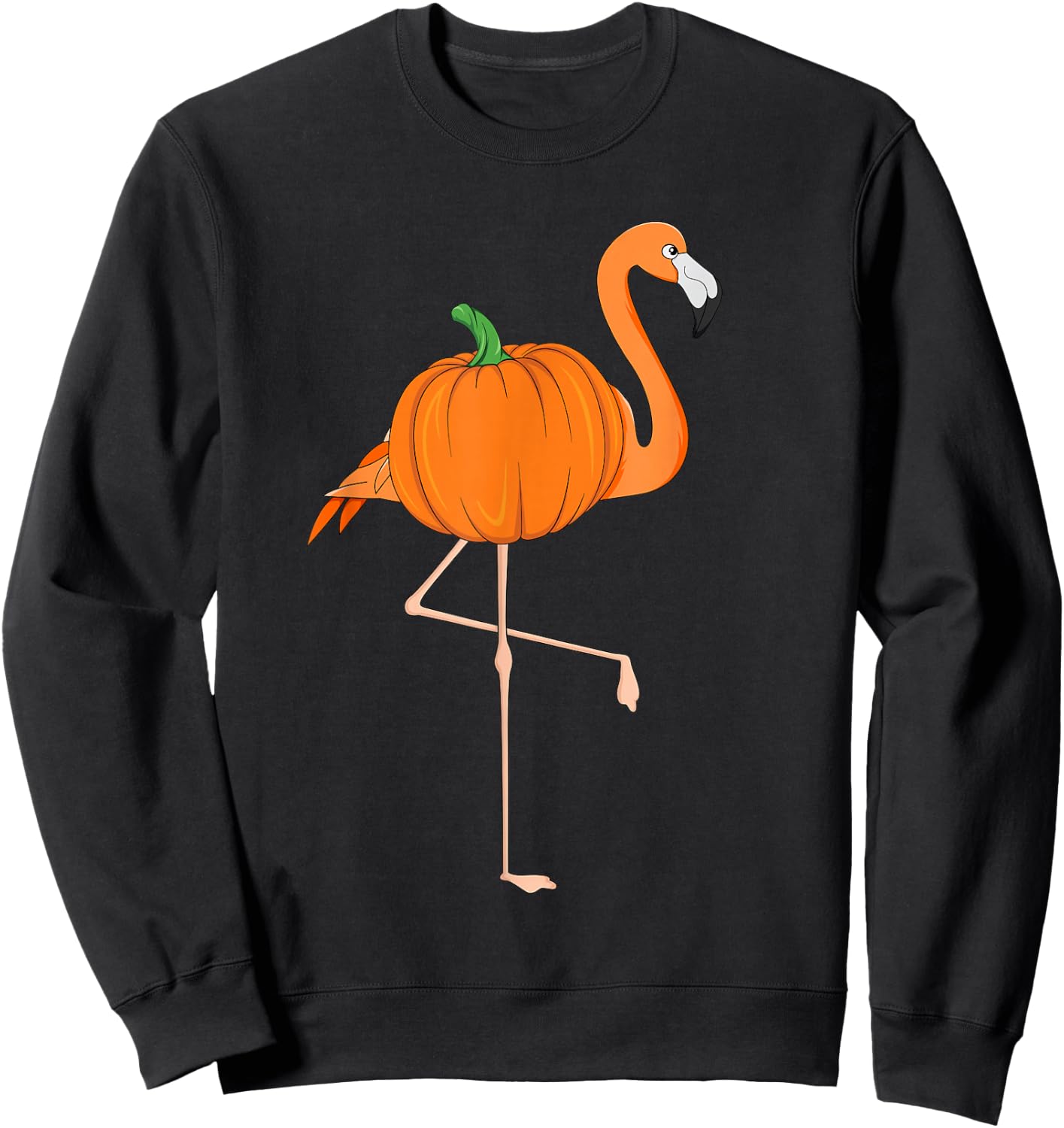 Pumpkin Flamingo Halloween Bird Pink Outfit Costume Zoo Sweatshirt - Sweatshirt | Black