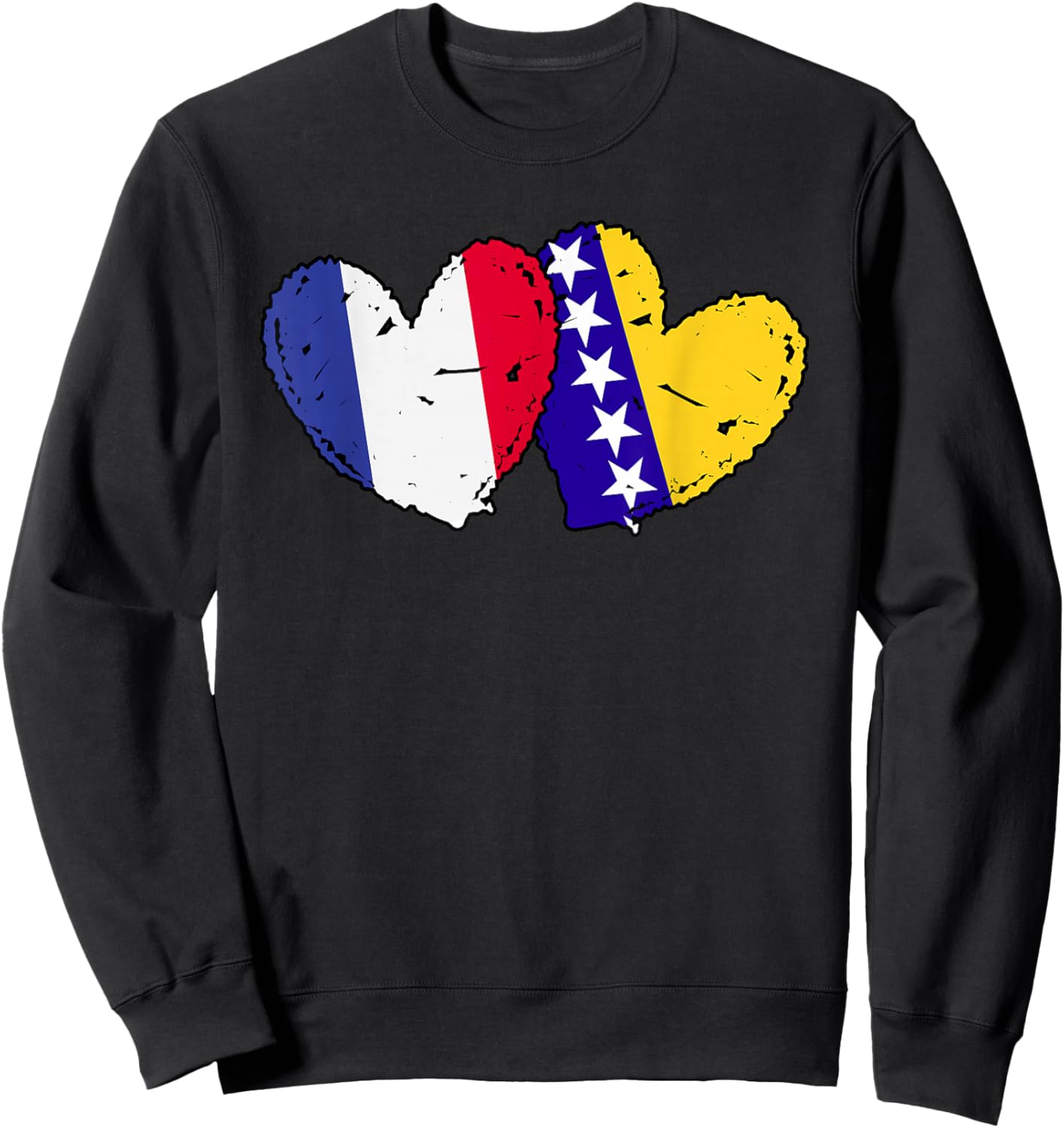 France Bosnia and Herzegovina Heart Flag French Bosnian Sweatshirt - Sweatshirt | Black