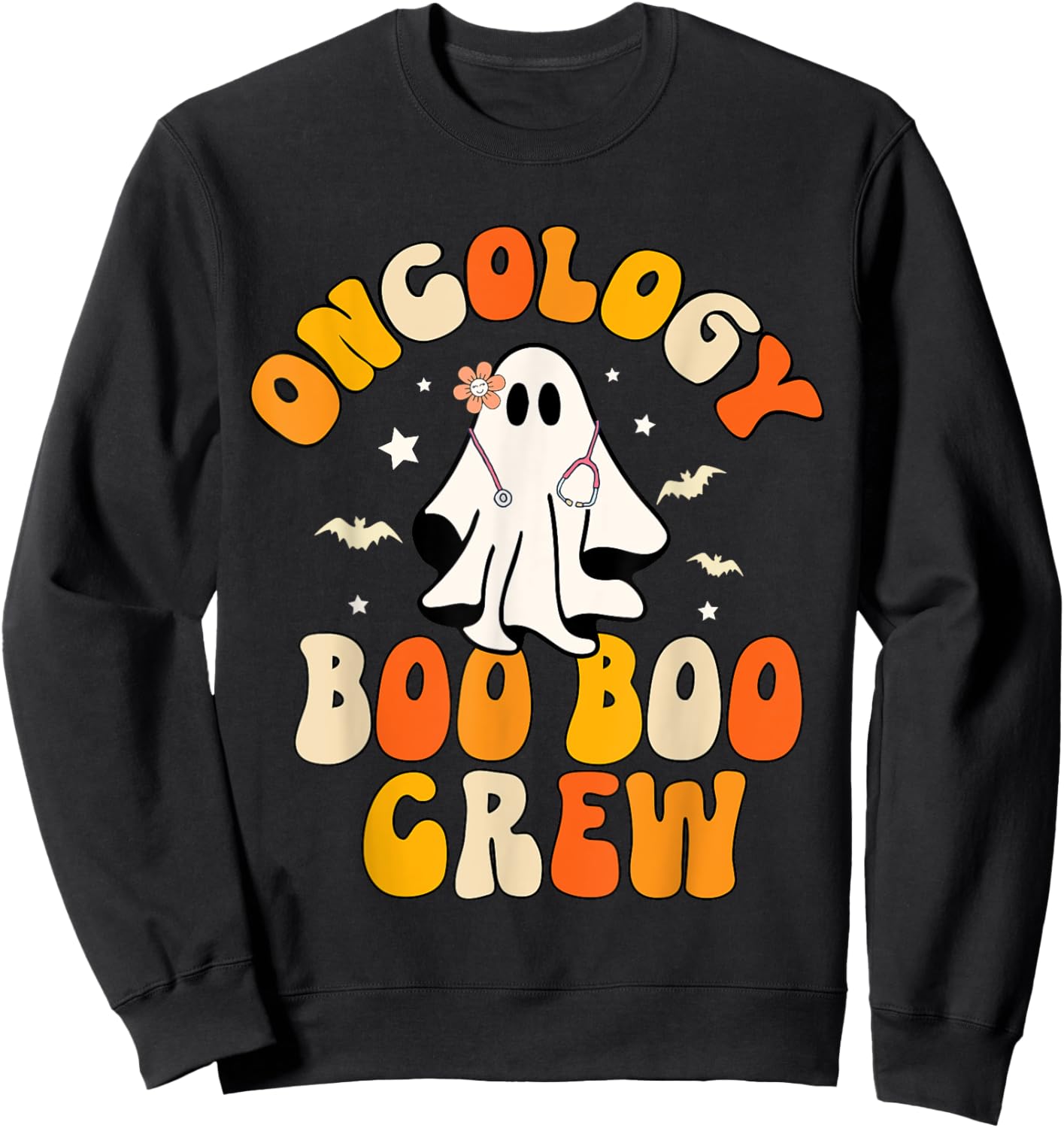 Groovy oncology Nurse Boo Boo Crew Ghost Nursing Halloween Sweatshirt - Sweatshirt | Black