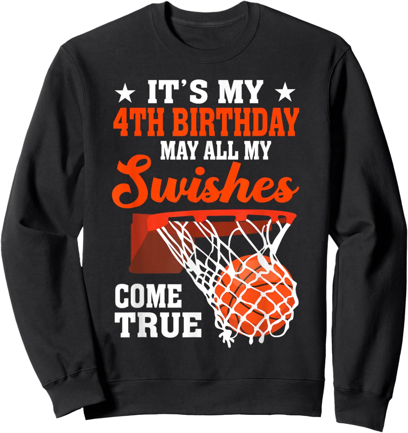 It's My 4th Birthday Basketball 4 Year Old Sweatshirt - Sweatshirt | Black