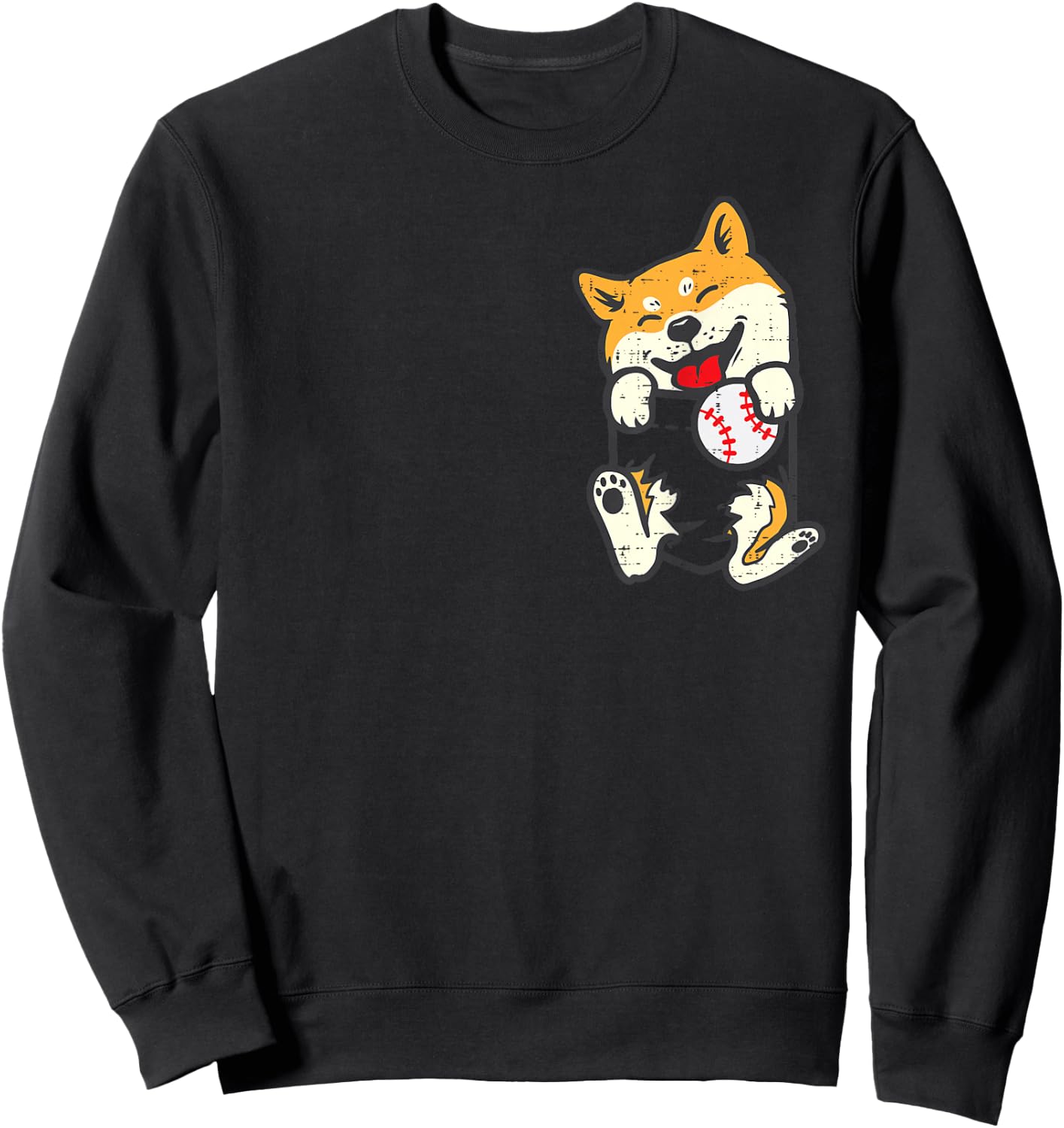 Pocket Shiba Inu Feet Baseball Japanese Dog Men Women Kids Sweatshirt - Sweatshirt | Black
