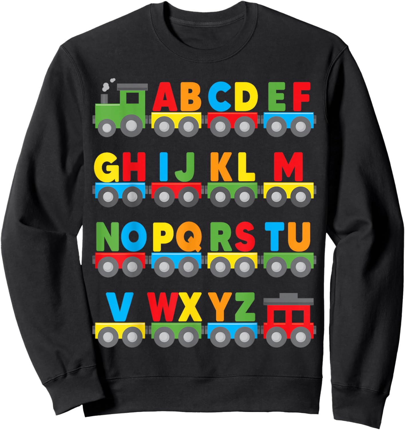 Alphabet Toy Train Colorful Letters Learn ABCs boy Girl Kids Sweatshirt - Sweatshirt | Black
