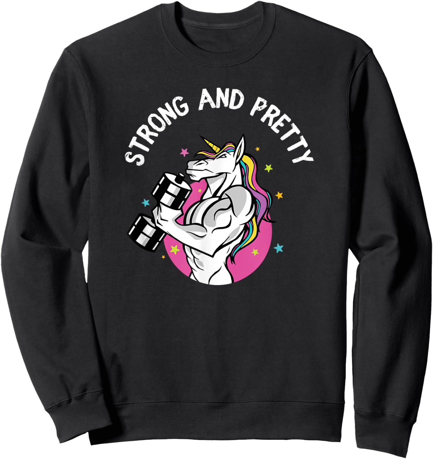 Strong Pretty Muscle Unicorn Weightlifting Fitness Workout Sweatshirt - Sweatshirt | Black