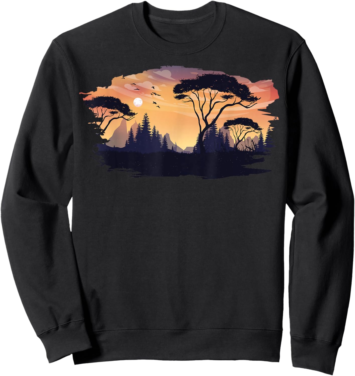 Beautiful Mountain, Nature Trees and Forest Sweatshirt - Sweatshirt | Black