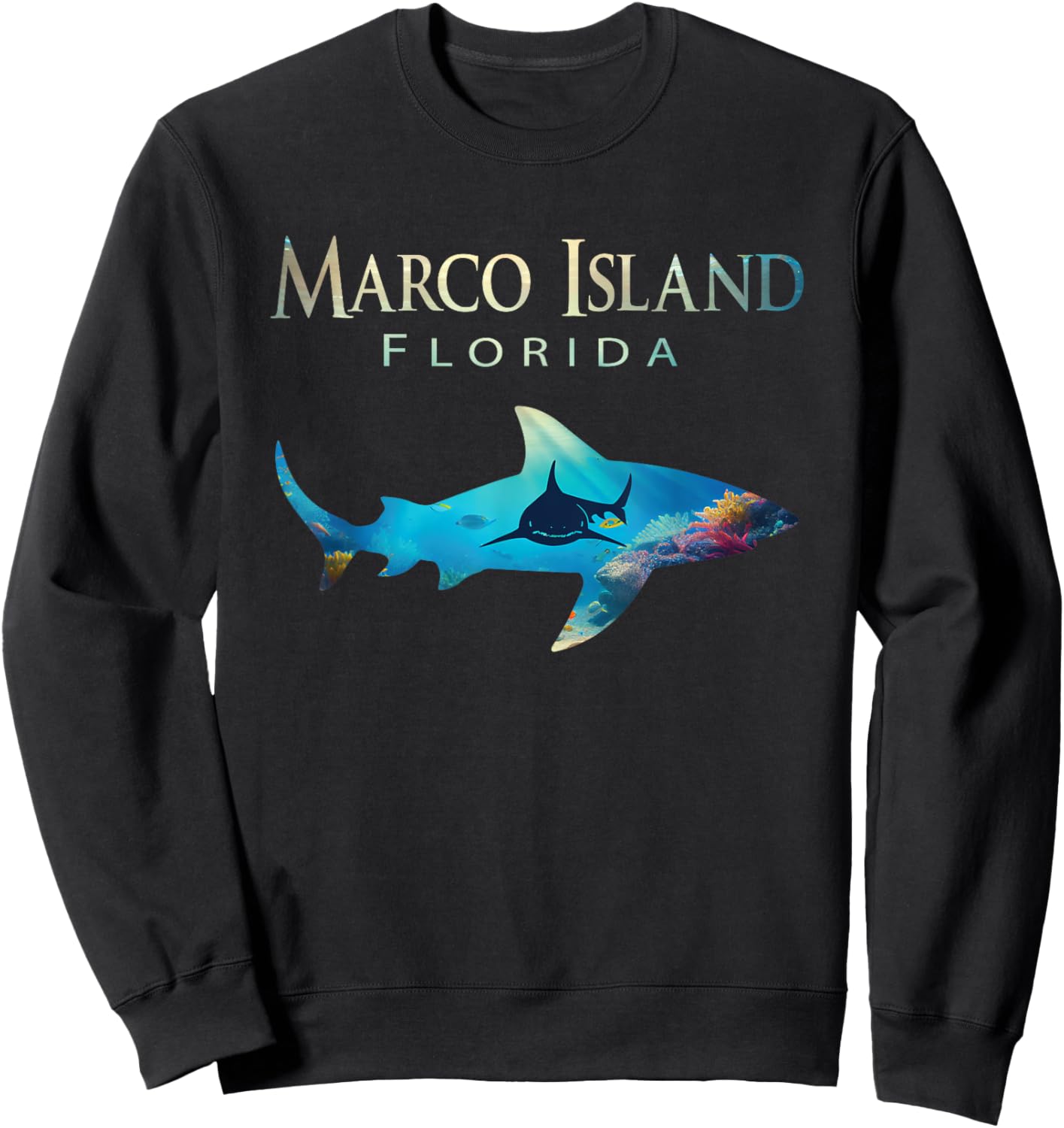 Marco Island Retro Marco Island Fl Shark Sweatshirt - Sweatshirt | Black