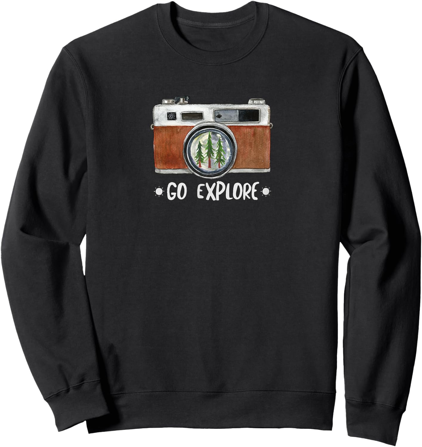 Cute Go Explore Vintage Camera Photography Sweatshirt - Sweatshirt | Black