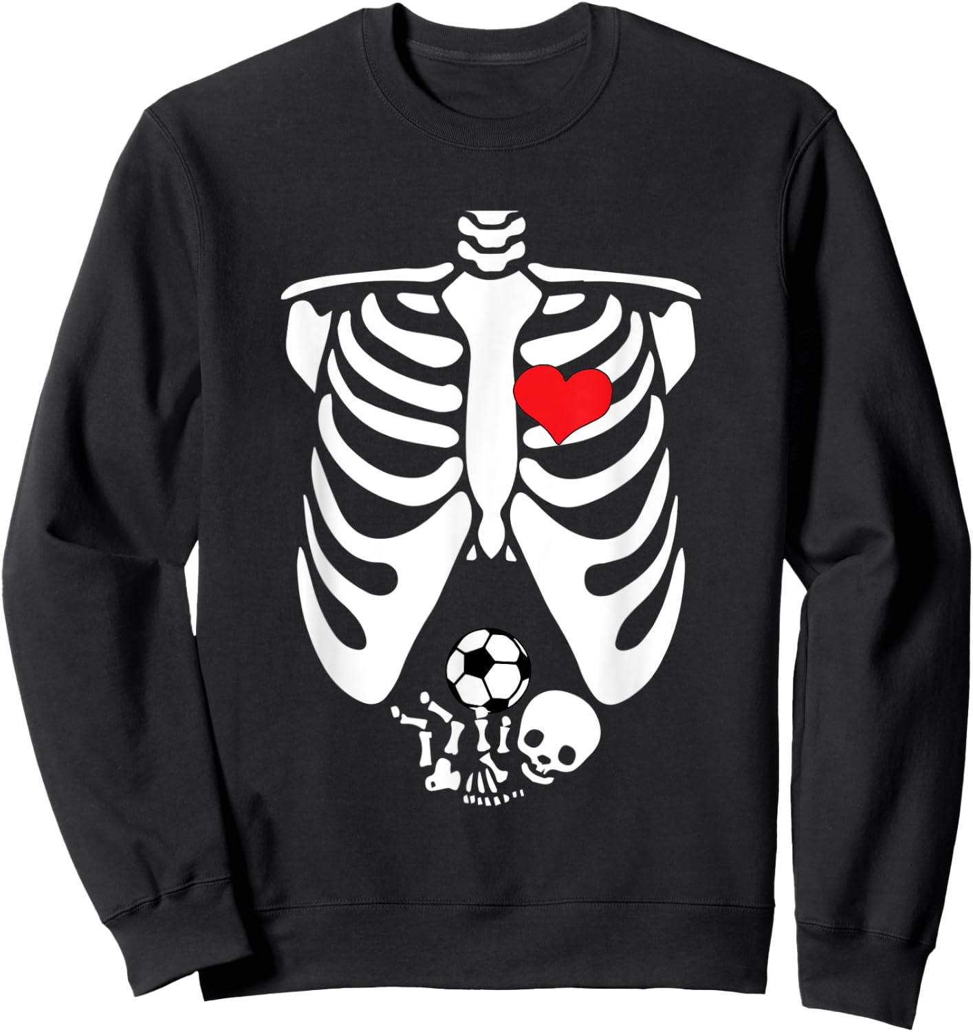 Funny Skeleton Baby Pregnant Halloween Soccer Sweatshirt - Sweatshirt | Black
