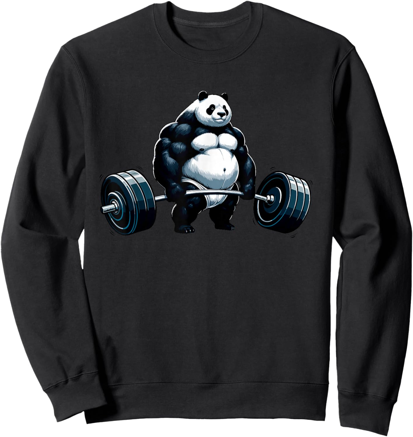 Muscle Gym Panda Bodybuilder Weightlifting Motivational Sweatshirt - Sweatshirt | Black
