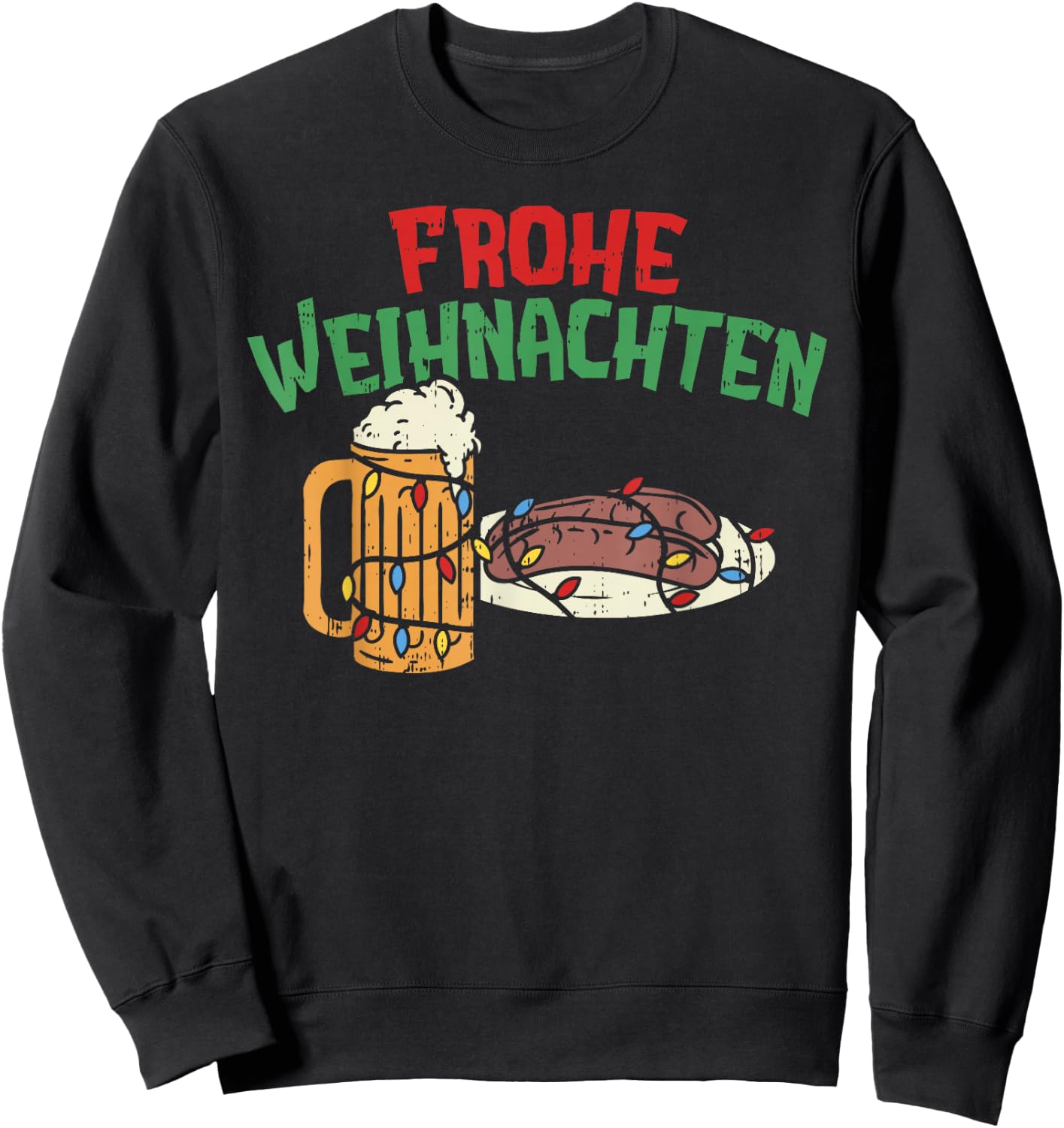 Frohe Weihnachten Shirt Germany Christmas Beer Bratwurst Sweatshirt - Sweatshirt | Black