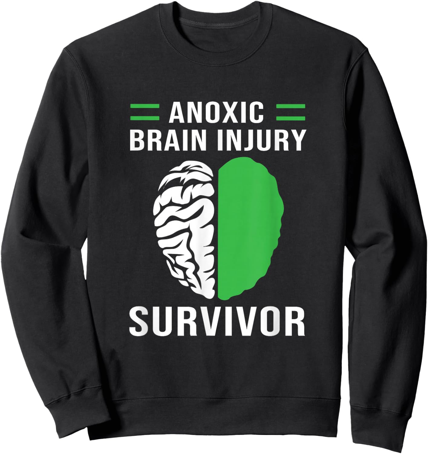Green Human Brain Anoxic Brain Injury Sweatshirt - Sweatshirt | Black