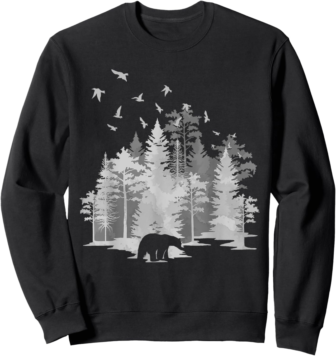 Mountains Birds Outdoors Animal Bear Nature Hiking Forest Sweatshirt - Sweatshirt | Black