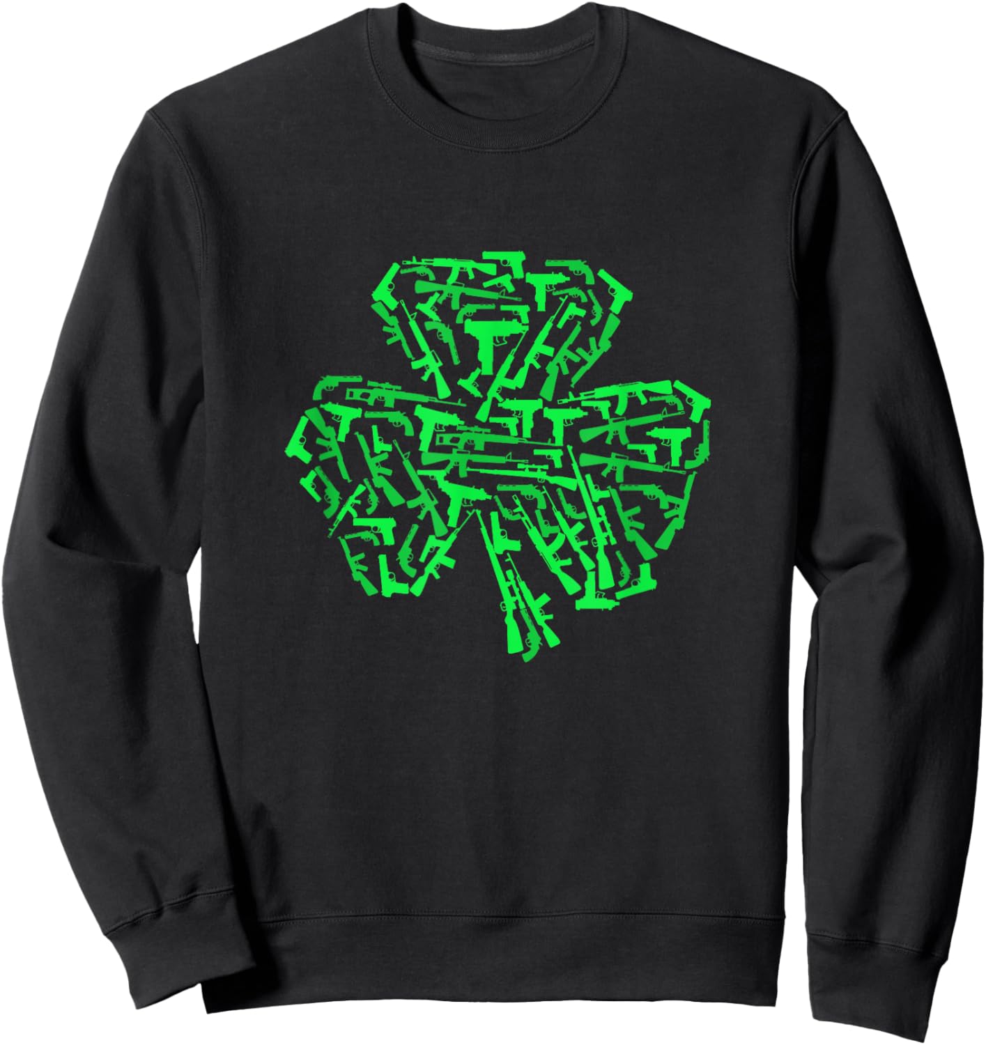 Rifle Weapon Gun Shamrock Funny St Patricks Day 2024 Hunting Sweatshirt - Sweatshirt | Black