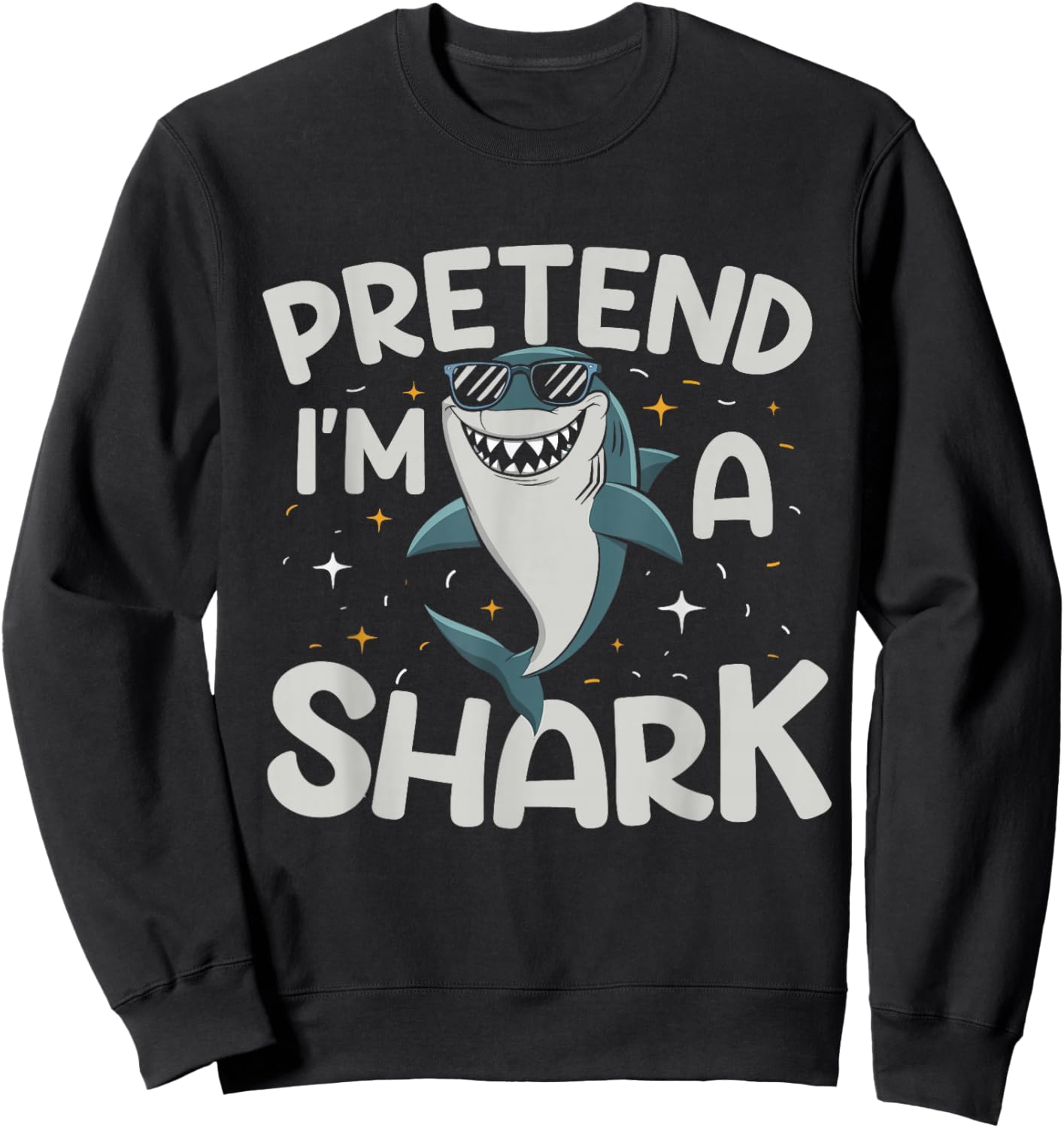 Pretend I'm A Shark Funny Lazy Halloween Matching Costume Sweatshirt - Sweatshirt | Black