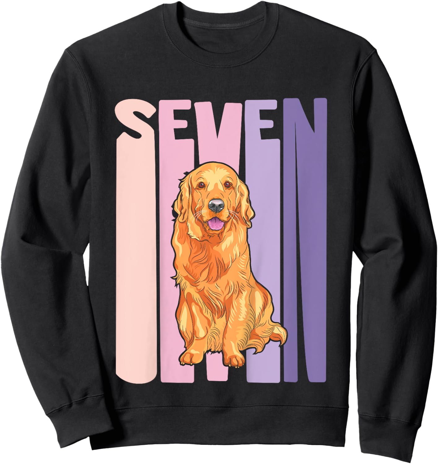 7 Year Old Golden Retriever Lover Birthday Girl Sweatshirt - Sweatshirt | Black