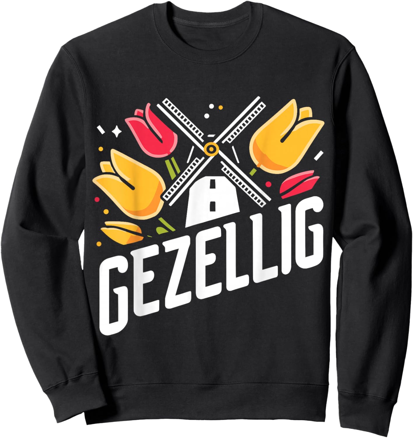 Gezellig Holland Dutch Tulip Netherlands Sweatshirt - Sweatshirt | Black