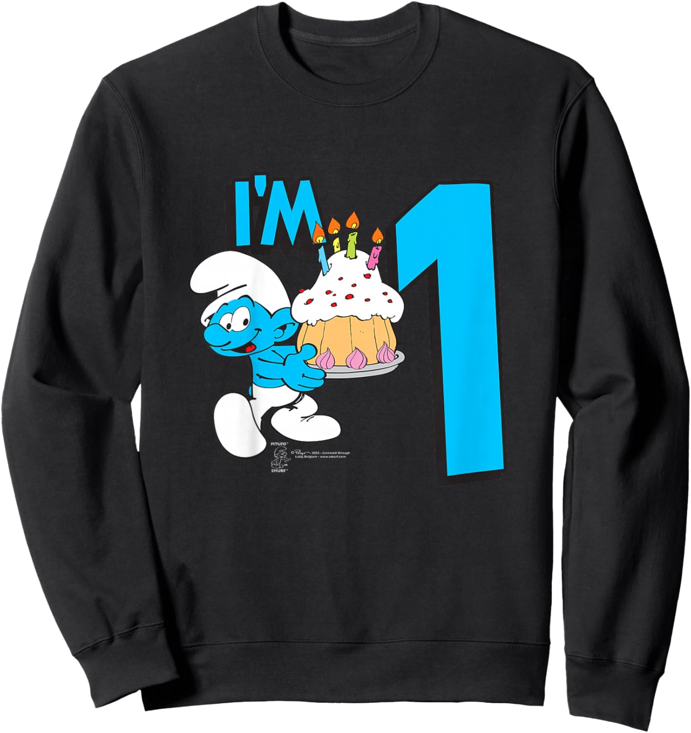 Kids The Smurfs Birthday I'm 1 Sweatshirt - Sweatshirt | Black