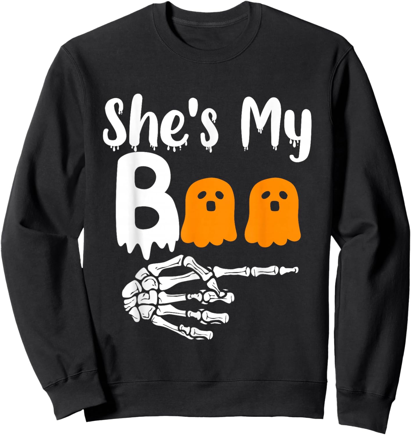 She's My Boo Matching Halloween Pajama Couples He's My Boo Sweatshirt - Sweatshirt | Black