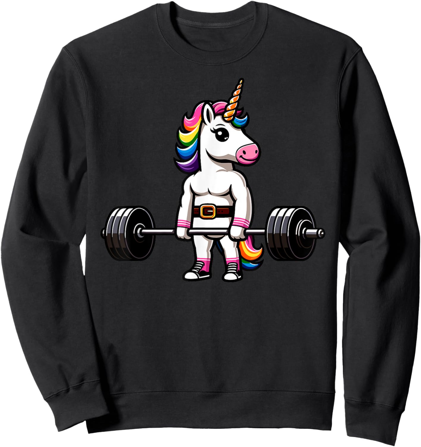 Muscle Gym Unicorn Bodybuilder Nerd Weightlifting Funny Sweatshirt - Sweatshirt | Black