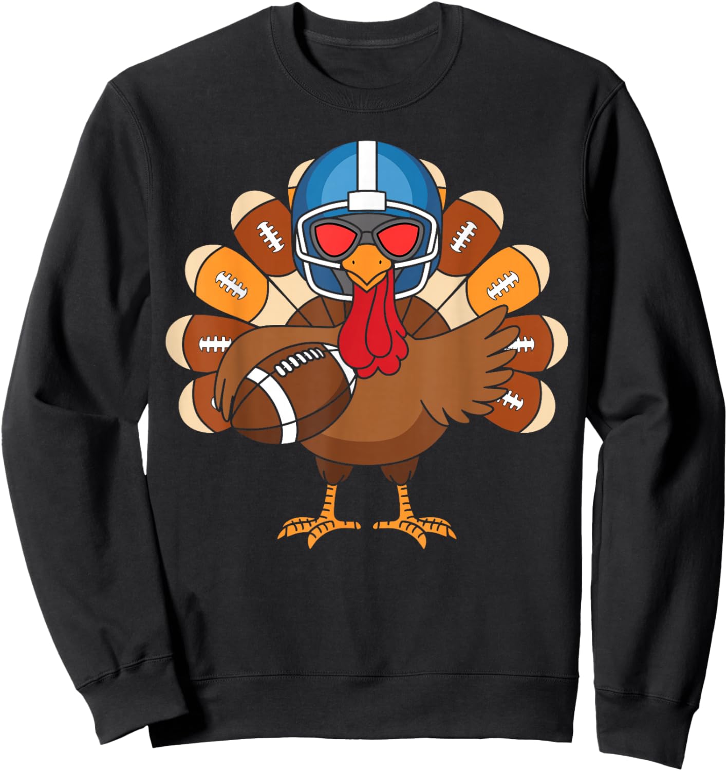 Turkey Football Player Funny Turkey Thanksgiving Day Sweatshirt - Sweatshirt | Black