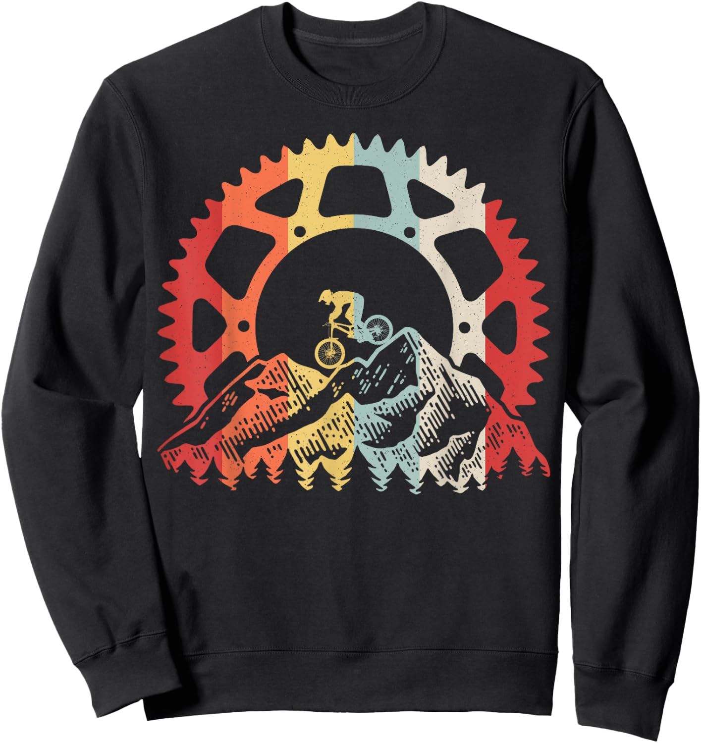 Mountain Biking Gear Retro Vintage MTB Bicycle Bike Rider Sweatshirt - Sweatshirt | Black