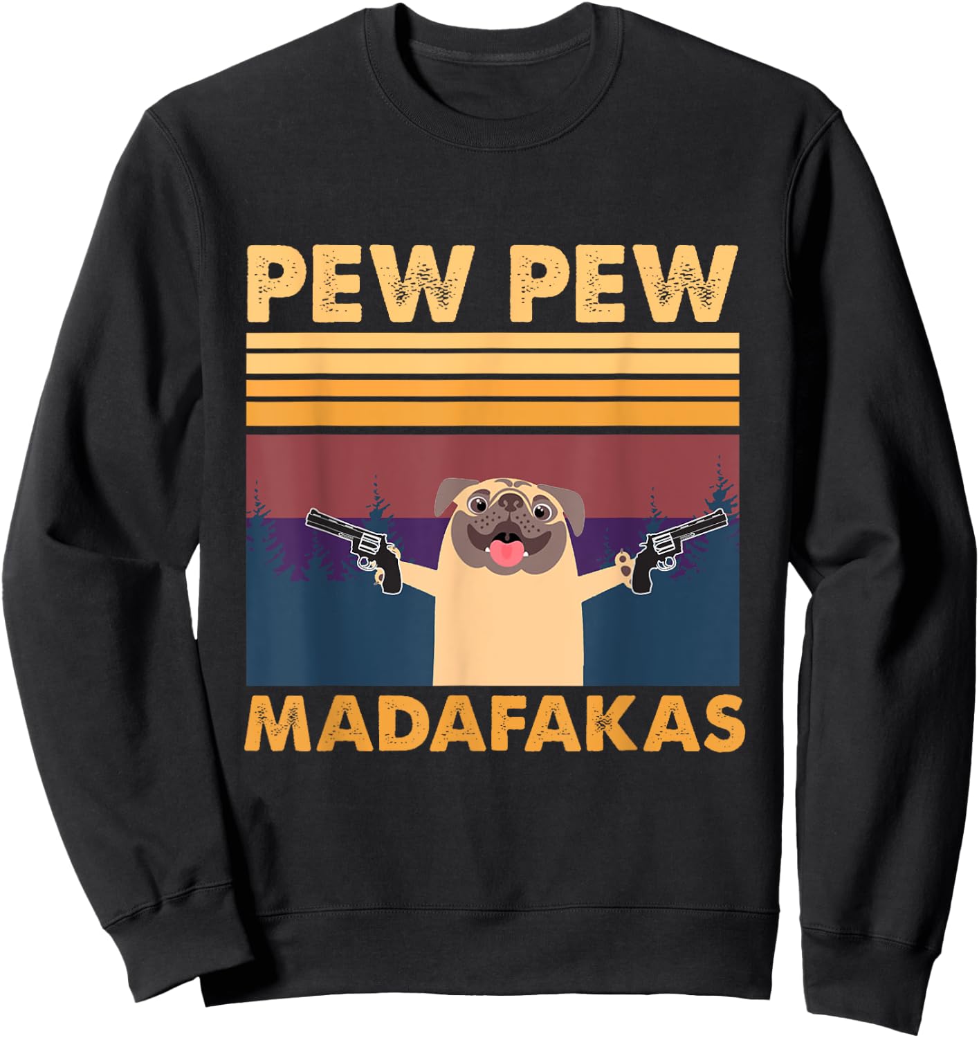Vintage PewPew Mada-fakas Crazy Pew Pug Sweatshirt - Sweatshirt | Black