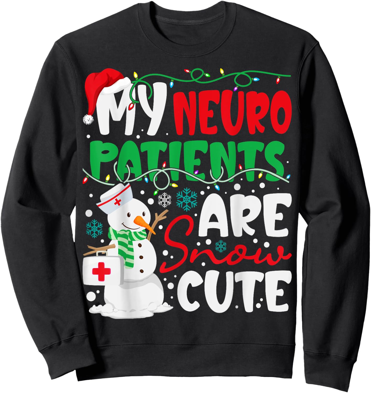 Funny Neuro Christmas Snowmies Cute Neuroscience Nurse Sweatshirt - Sweatshirt | Black