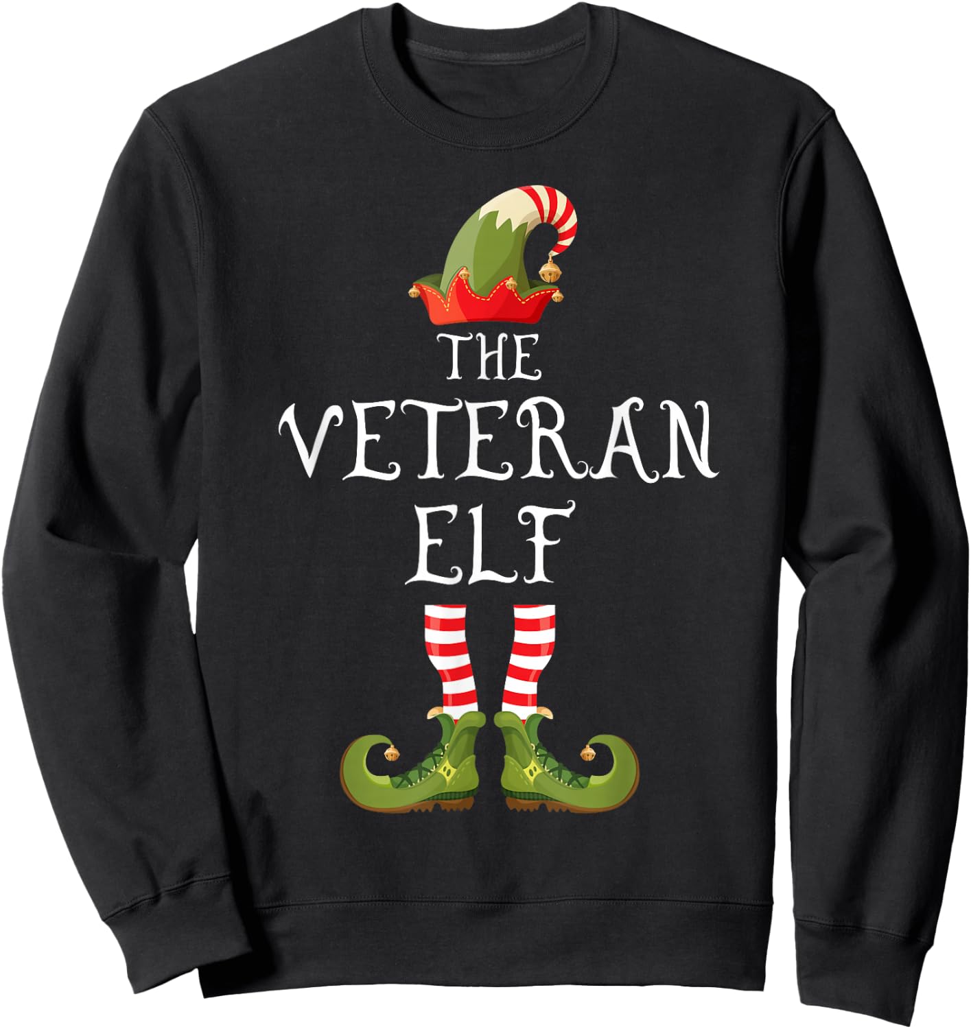 Veteran Elf Family Matching Group Christmas Us Army Veteran Sweatshirt - Sweatshirt | Black