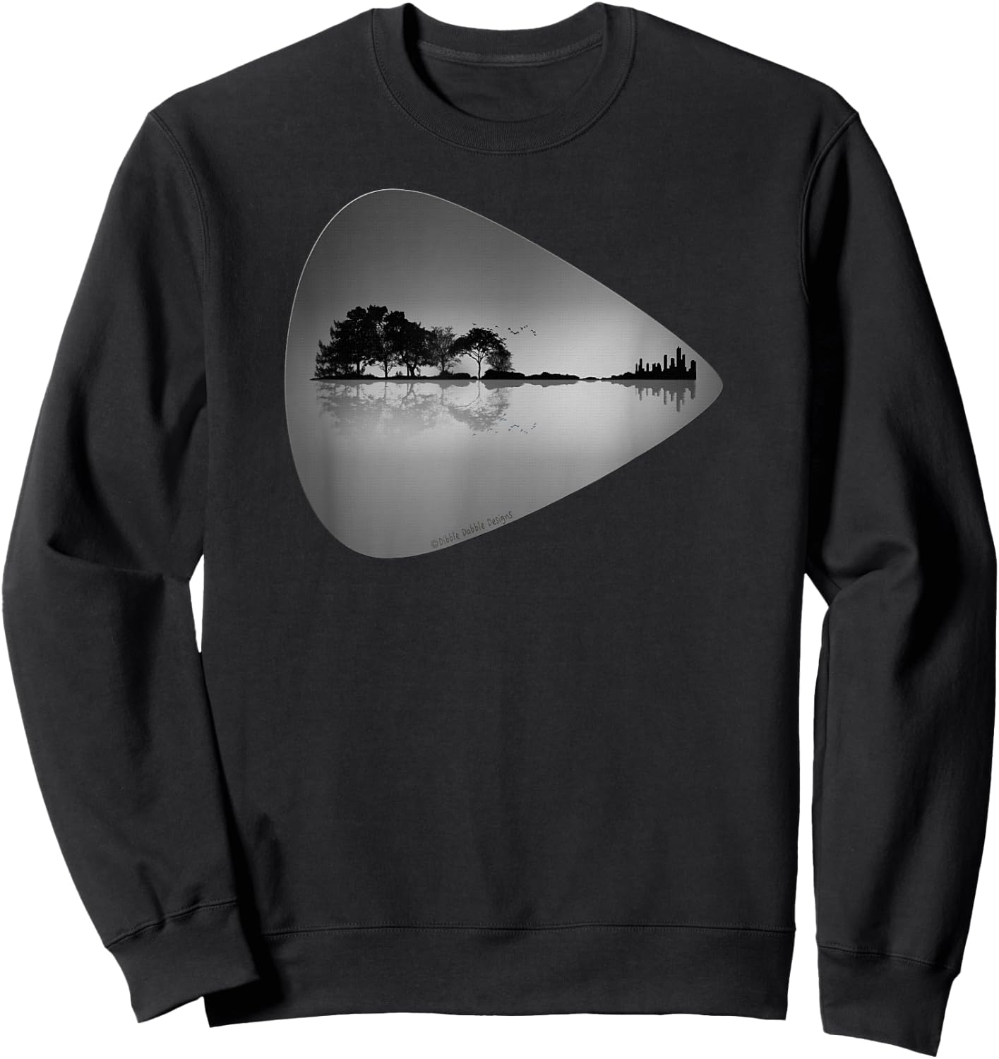 Guitar Pick Lake Reflections Music Lover Guitar Sweatshirt - Sweatshirt | Black
