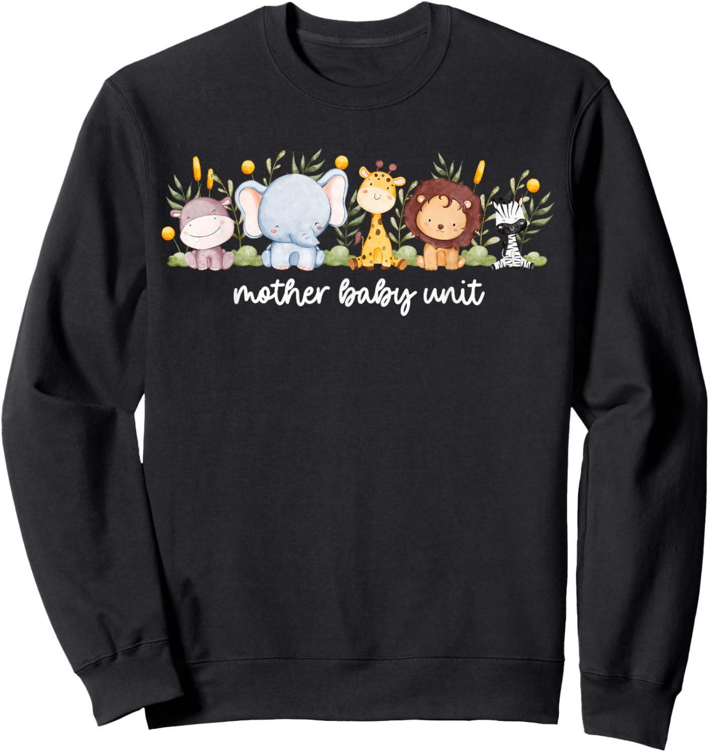 Mother Baby Unit Cute Animals NICU Nurse Squad Postpartum Sweatshirt - Sweatshirt | Black
