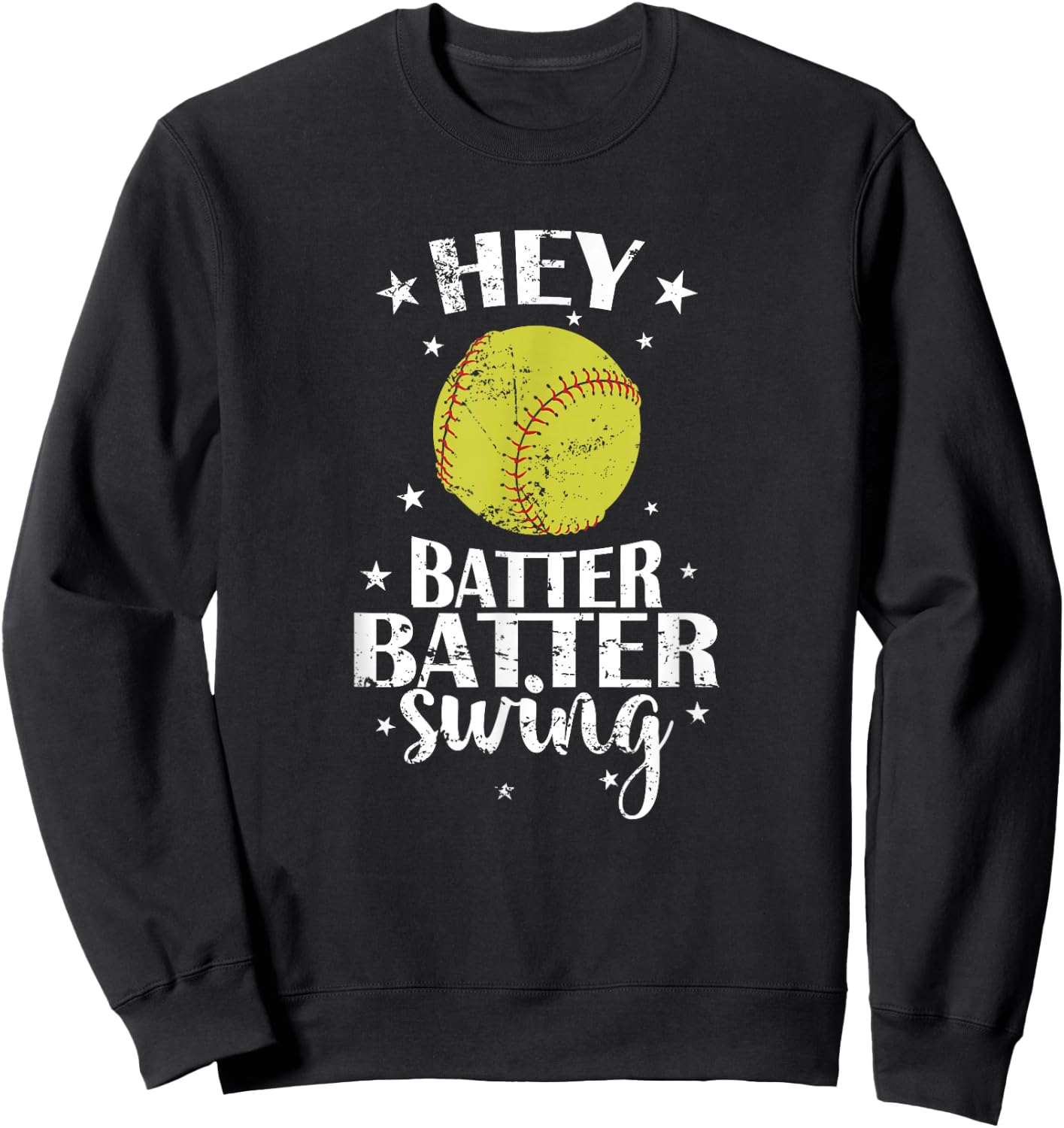 Hey Batter Batter Swing Softball Sweatshirt - Sweatshirt | Black