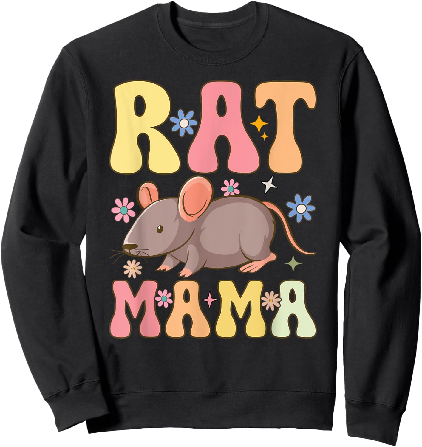Rat Mama Groovy Rat Mom Female Rat Pet Owner Sweatshirt - Sweatshirt | Black