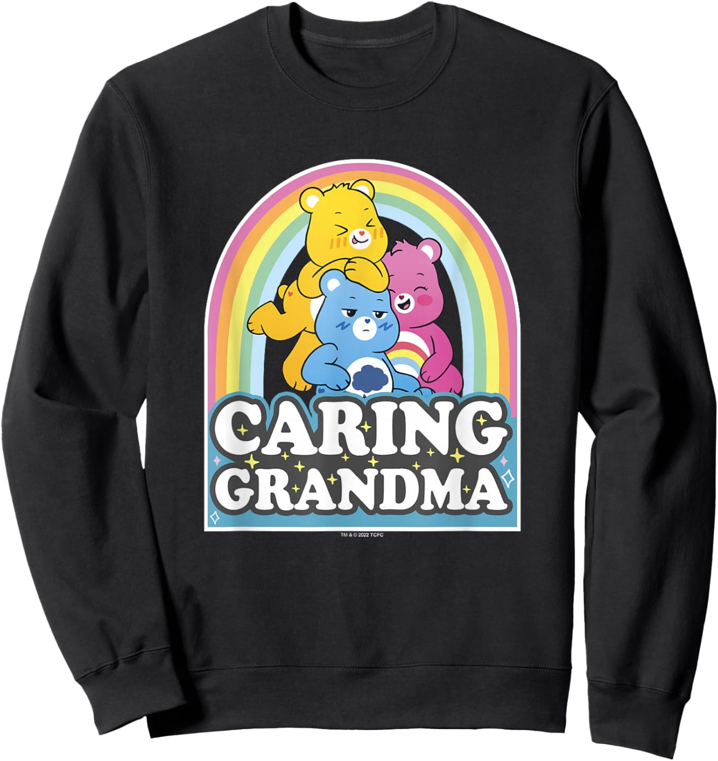 Care Bears Caring Grandma Retro Rainbow Grumpy Group Shot Sweatshirt - Sweatshirt | Black
