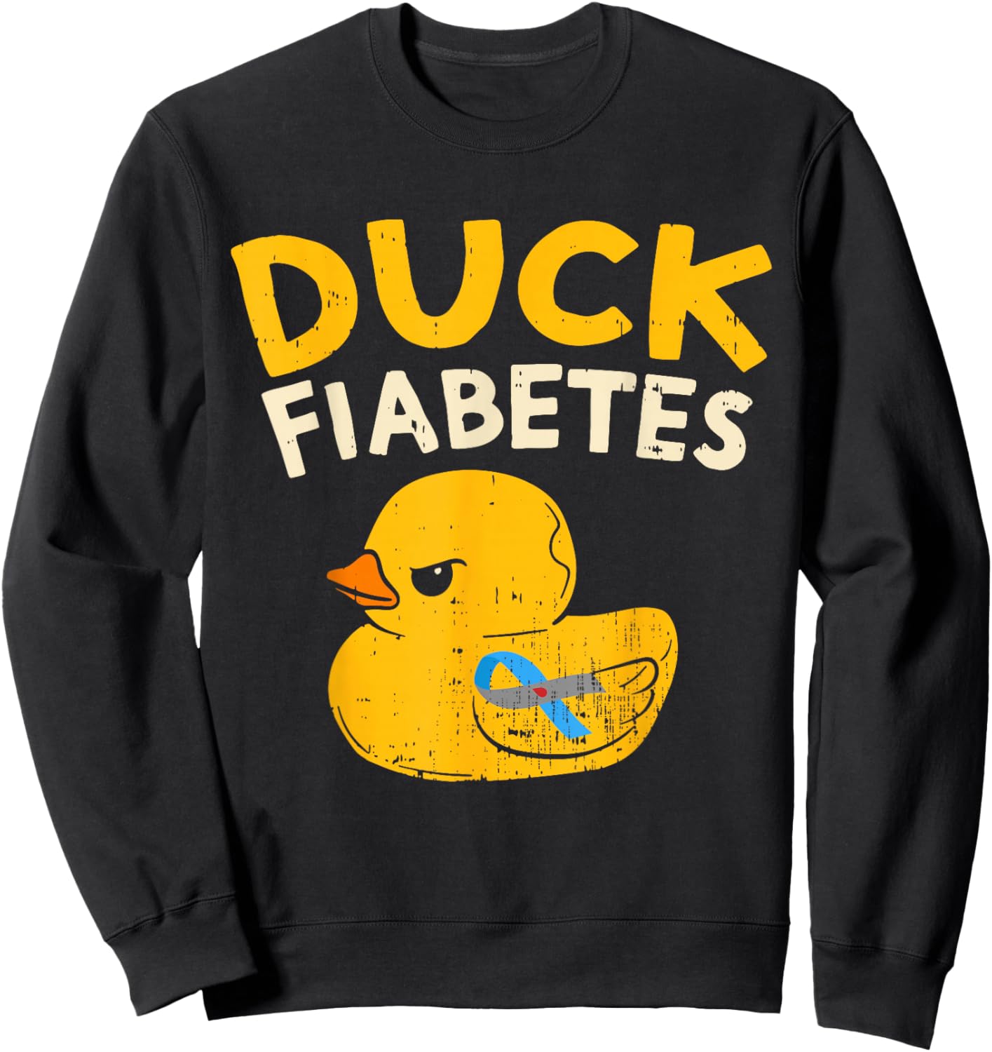 Funny Diabetes Awareness I Duck Fiabetes I Cool Rubber Duck Sweatshirt - Sweatshirt | Black