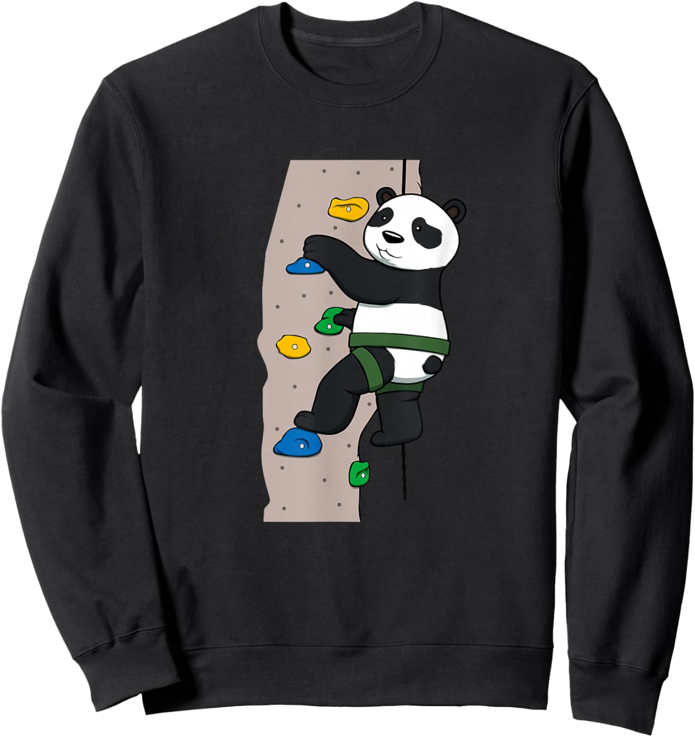 Cute Panda Rock Climber Illustration | Fun Climbing Animal Sweatshirt - Sweatshirt | Black