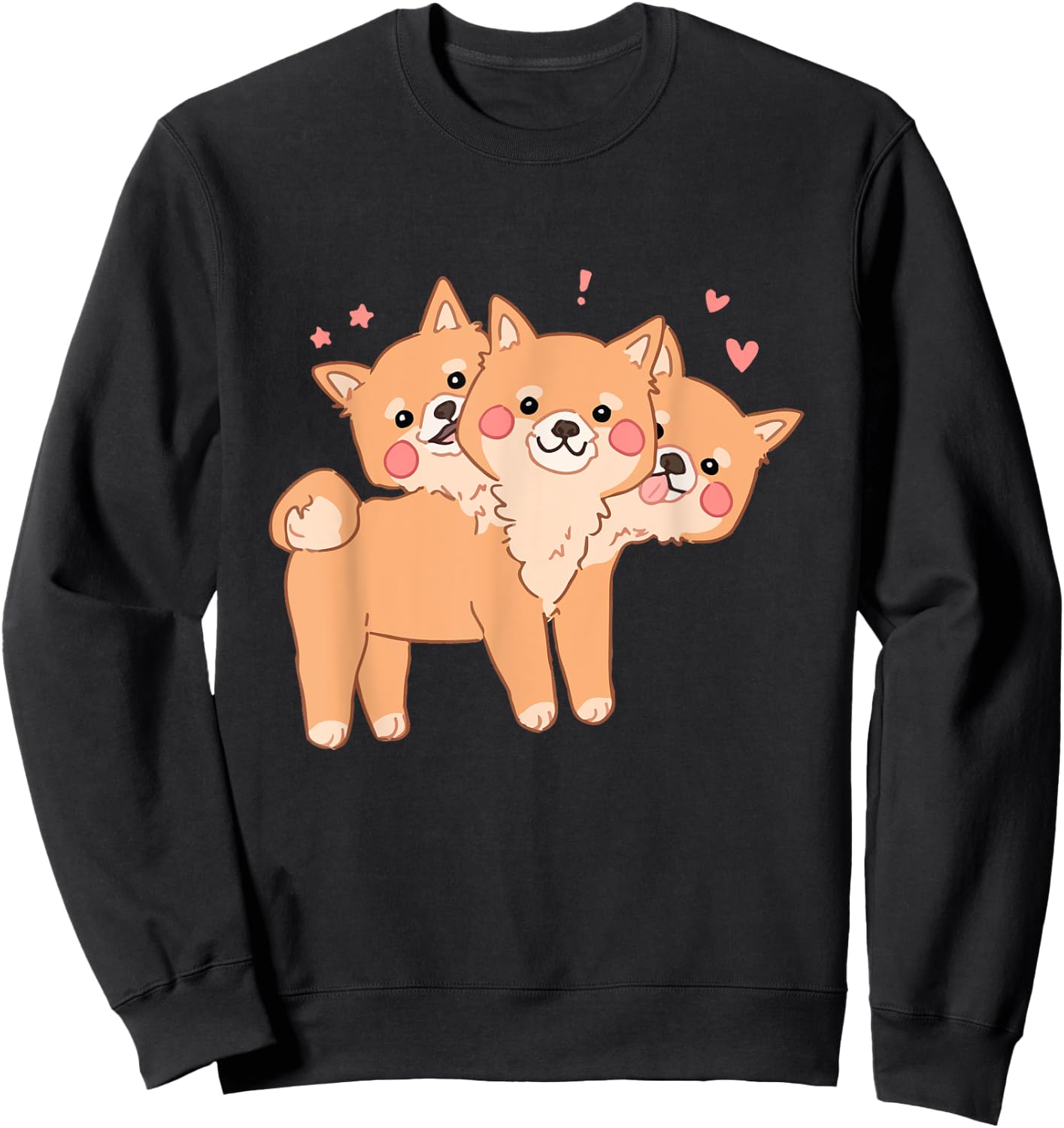 Kawaii Pastel Cute 3 Headed Dog Sweatshirt - Sweatshirt | Black