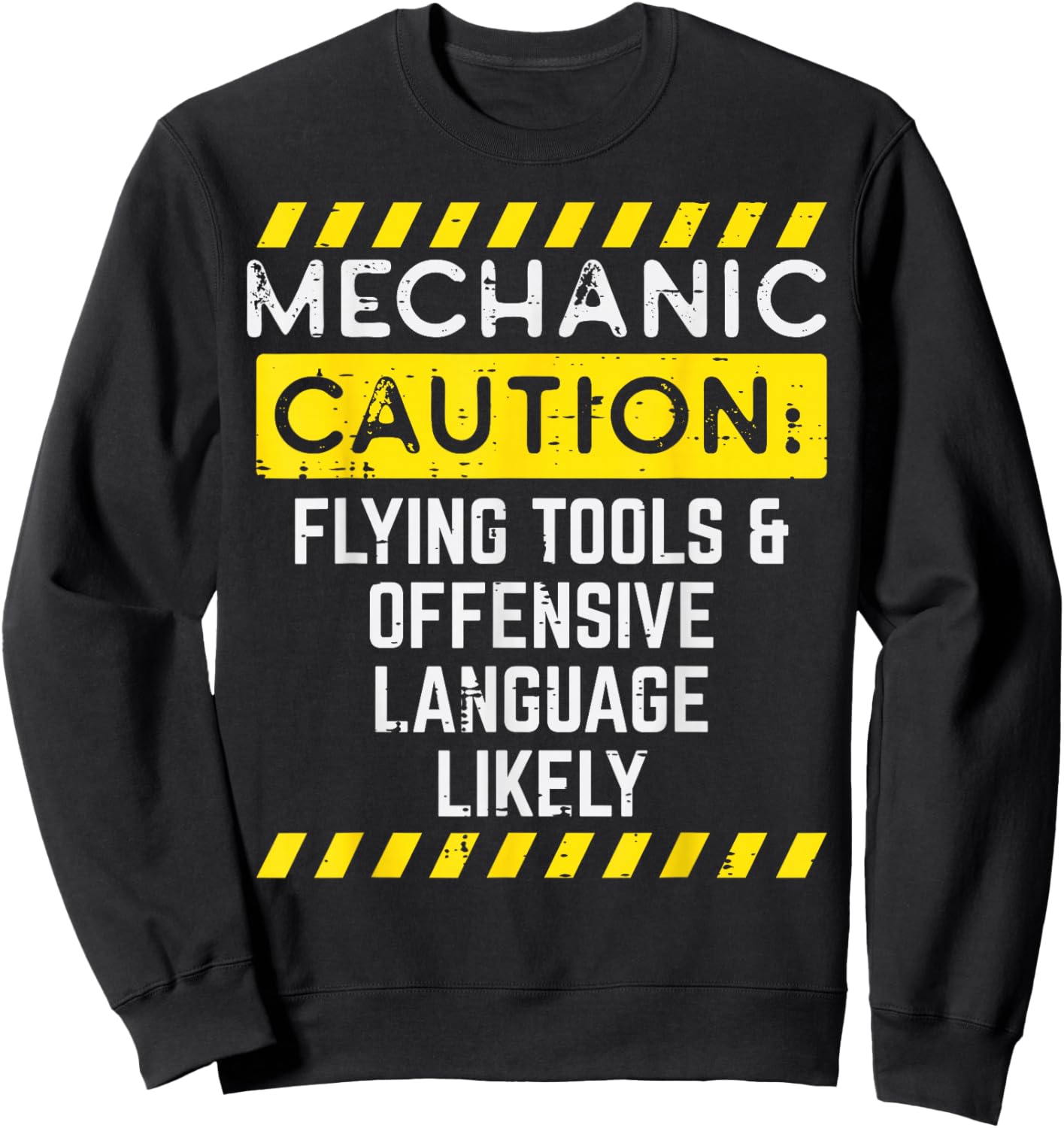 Mechanic Caution Flying Tools Funny Car Auto Garage Men Sweatshirt - Sweatshirt | Black
